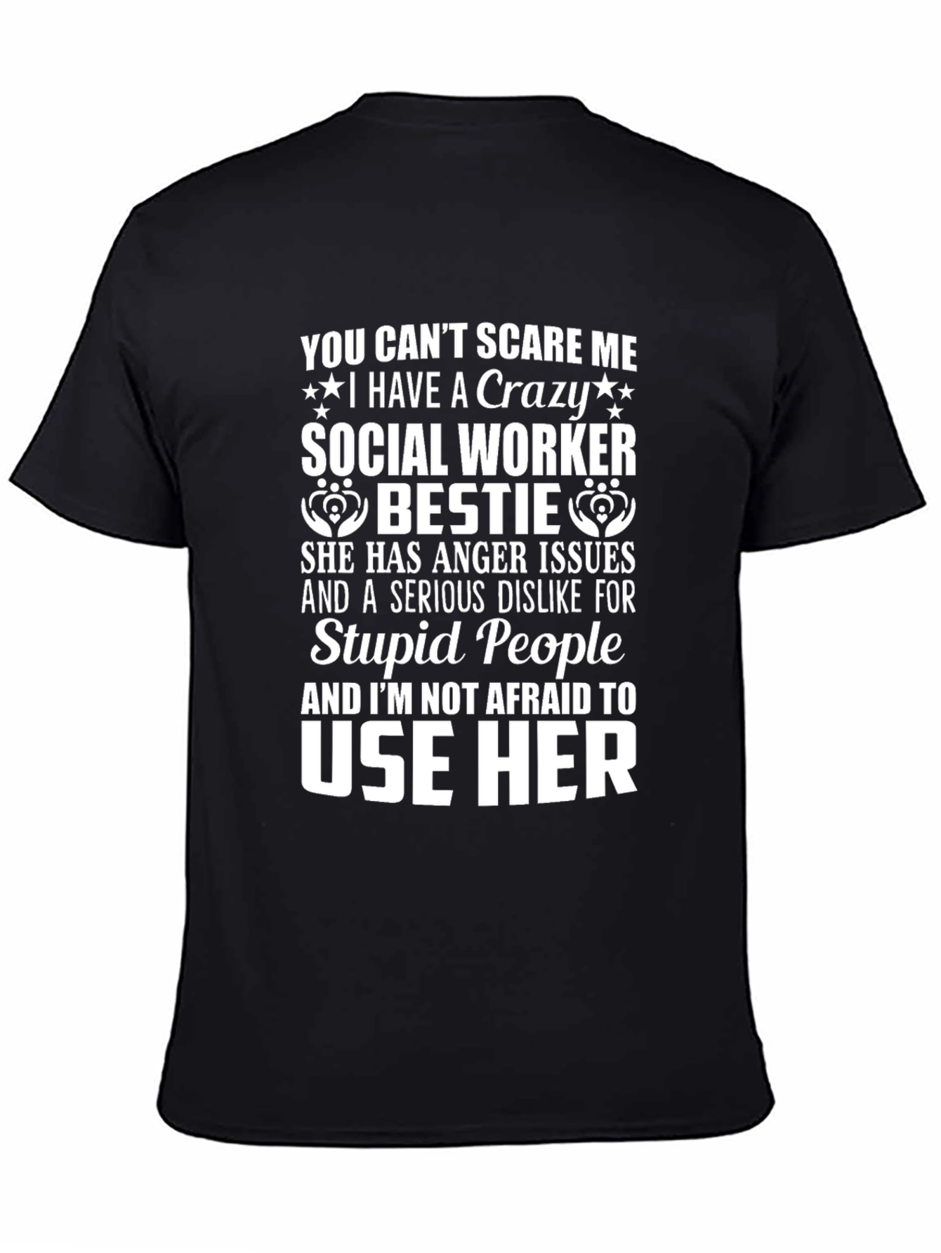 Black Crazy Social Worker Bestie Graphic T-Shirt view 4