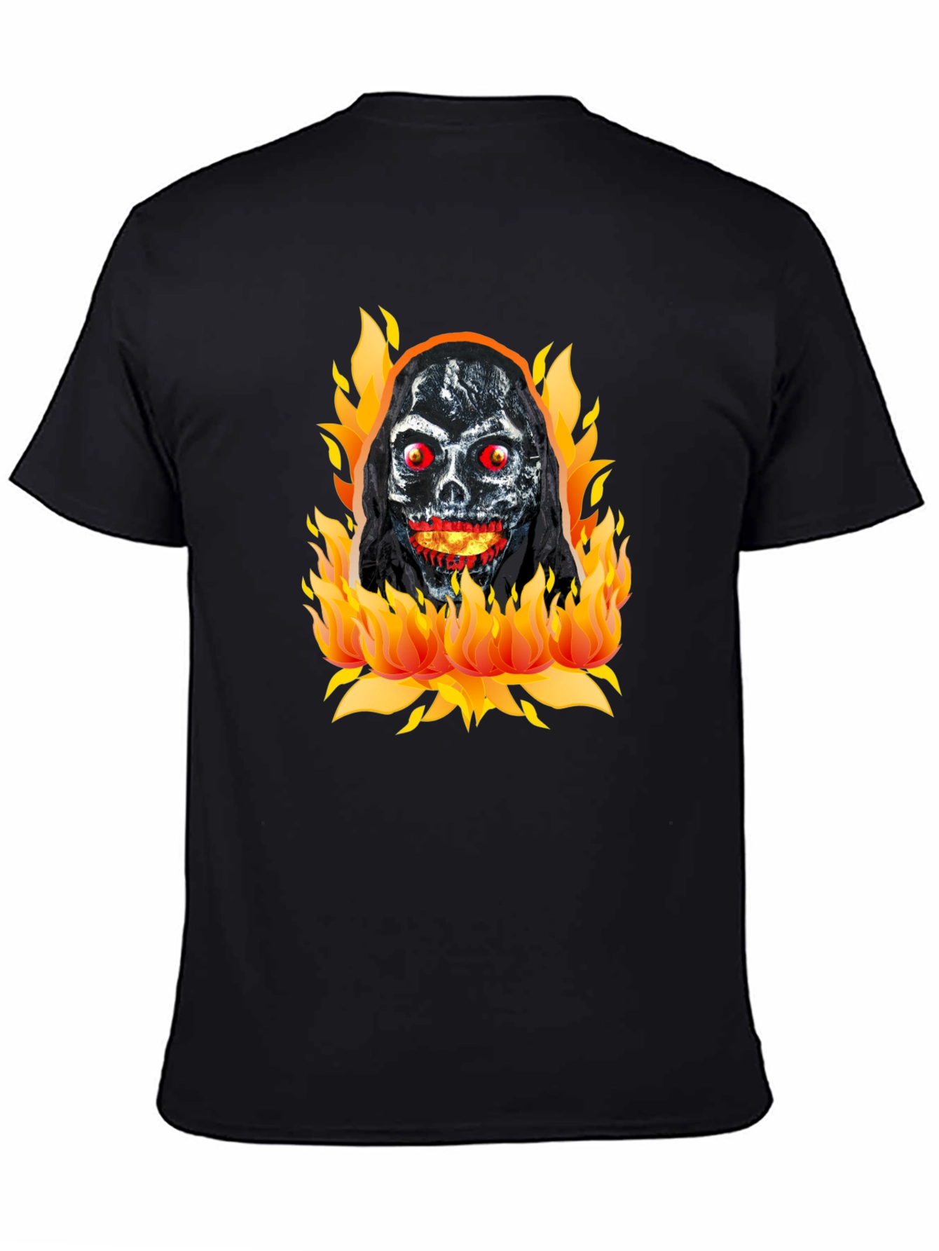 Black Grim Reaper on Fire Graphic T-Shirt view 4