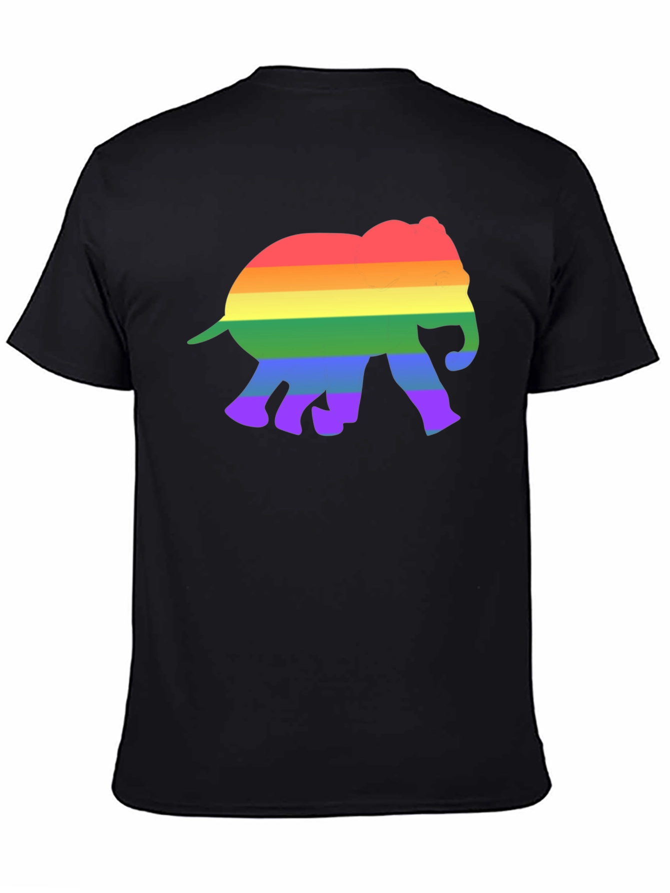 Black Rainbow Elephant Graphic Tee - Black Cotton T-Shirt view 4
