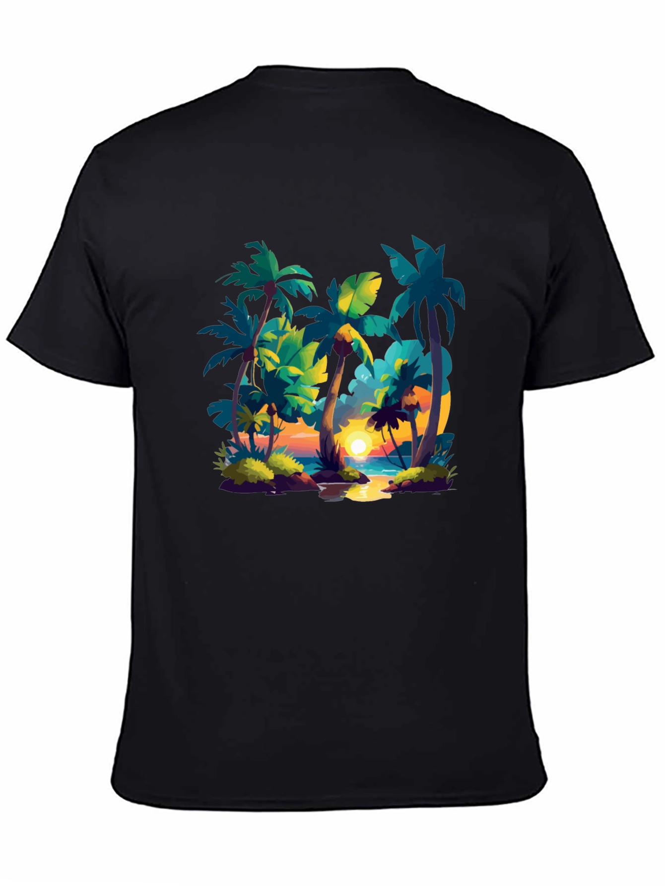 Black Tropical Sunset Tee - Island Vibes view 4