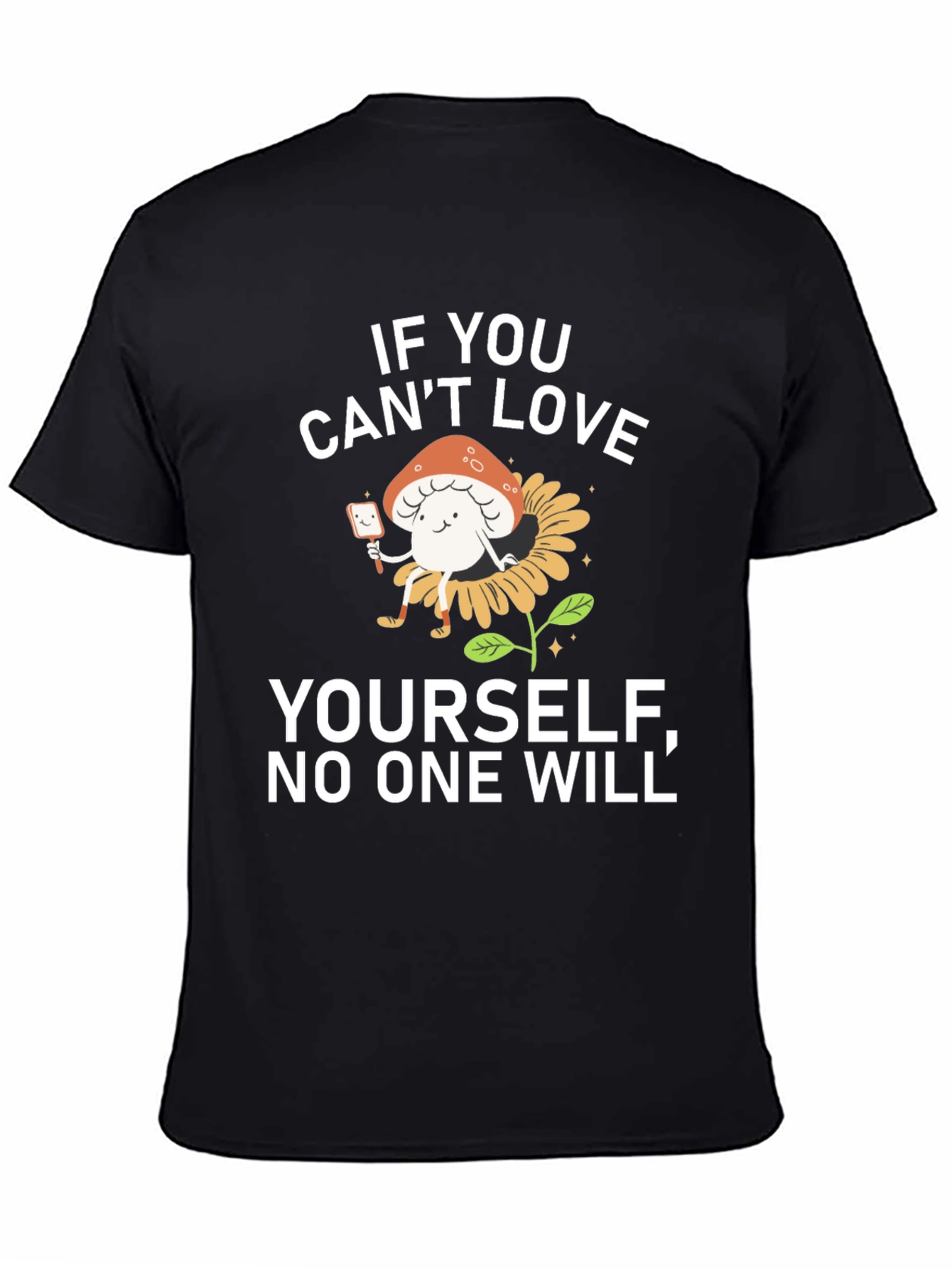 Black Love Yourself Mushroom Graphic Tee view 4
