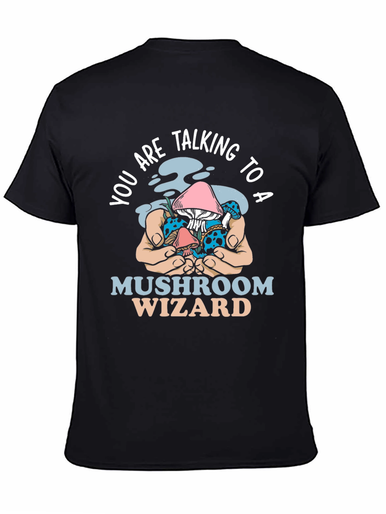 Black Mushroom Wizard Graphic Tee - Unique Design view 4