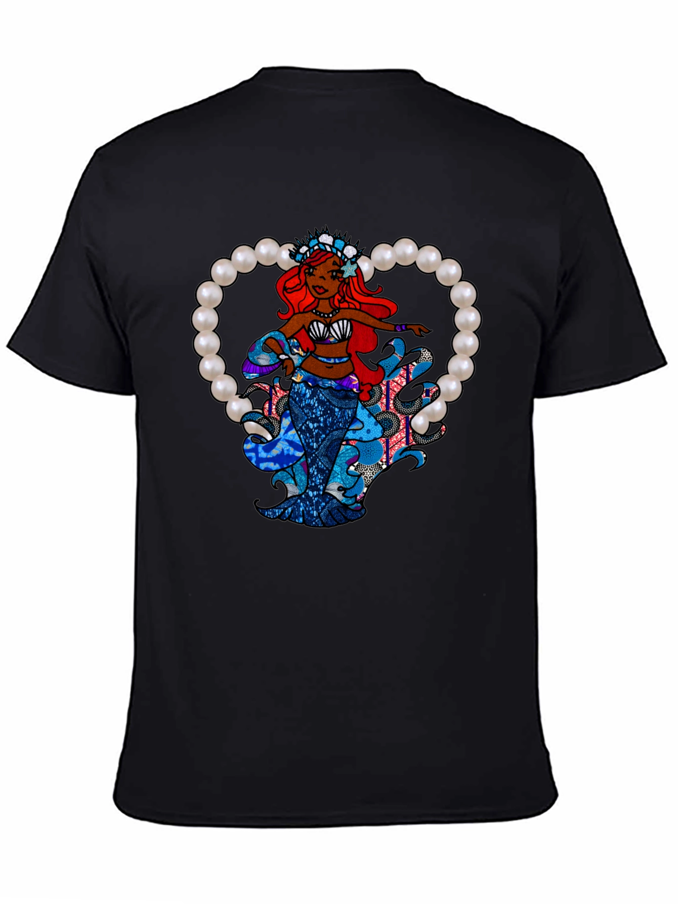 Black Mermaid Pearl Heart Graphic Tee view 4