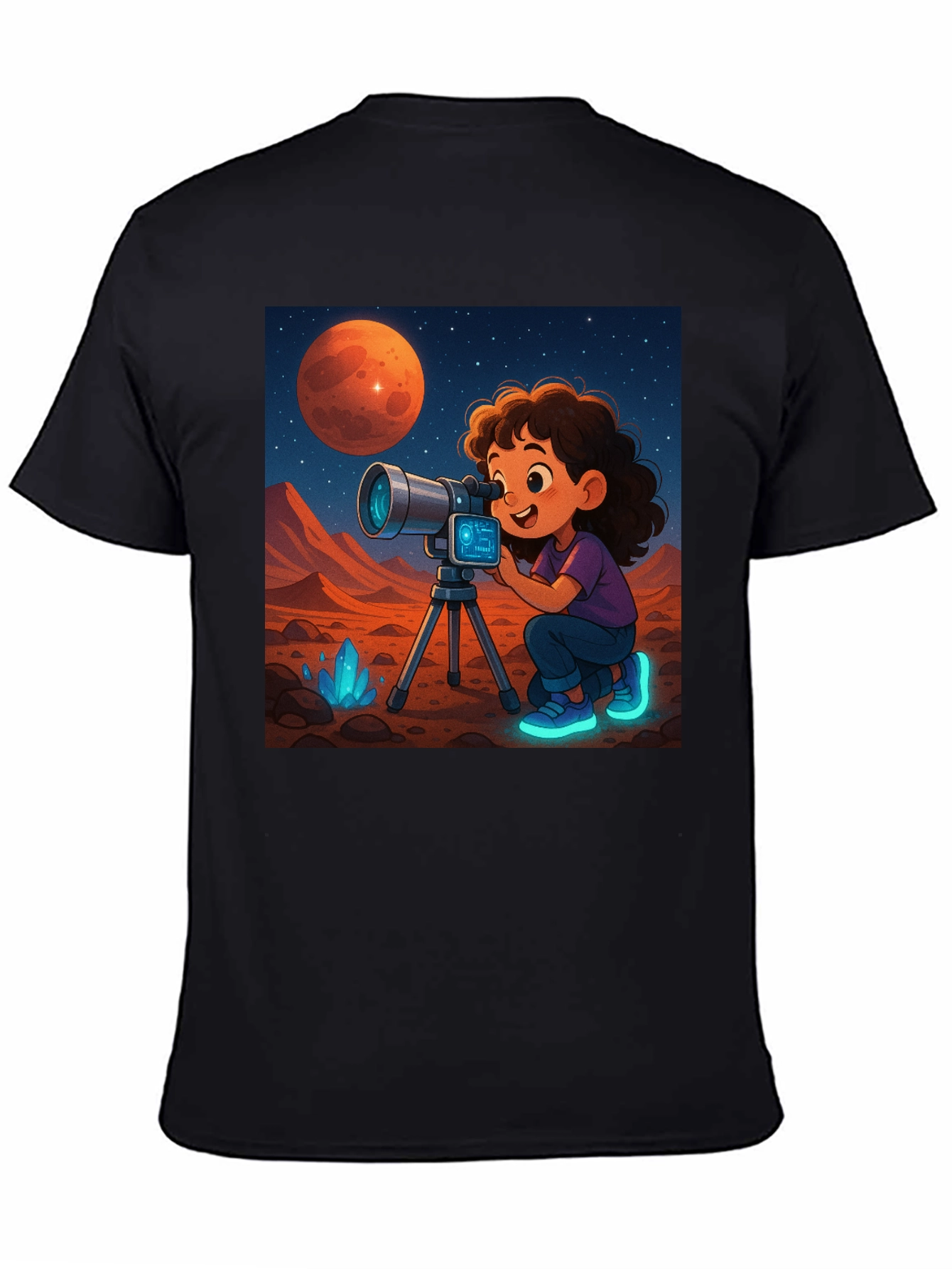 Black Mars Explorer Graphic Tee - Space Adventure Shirt view 4