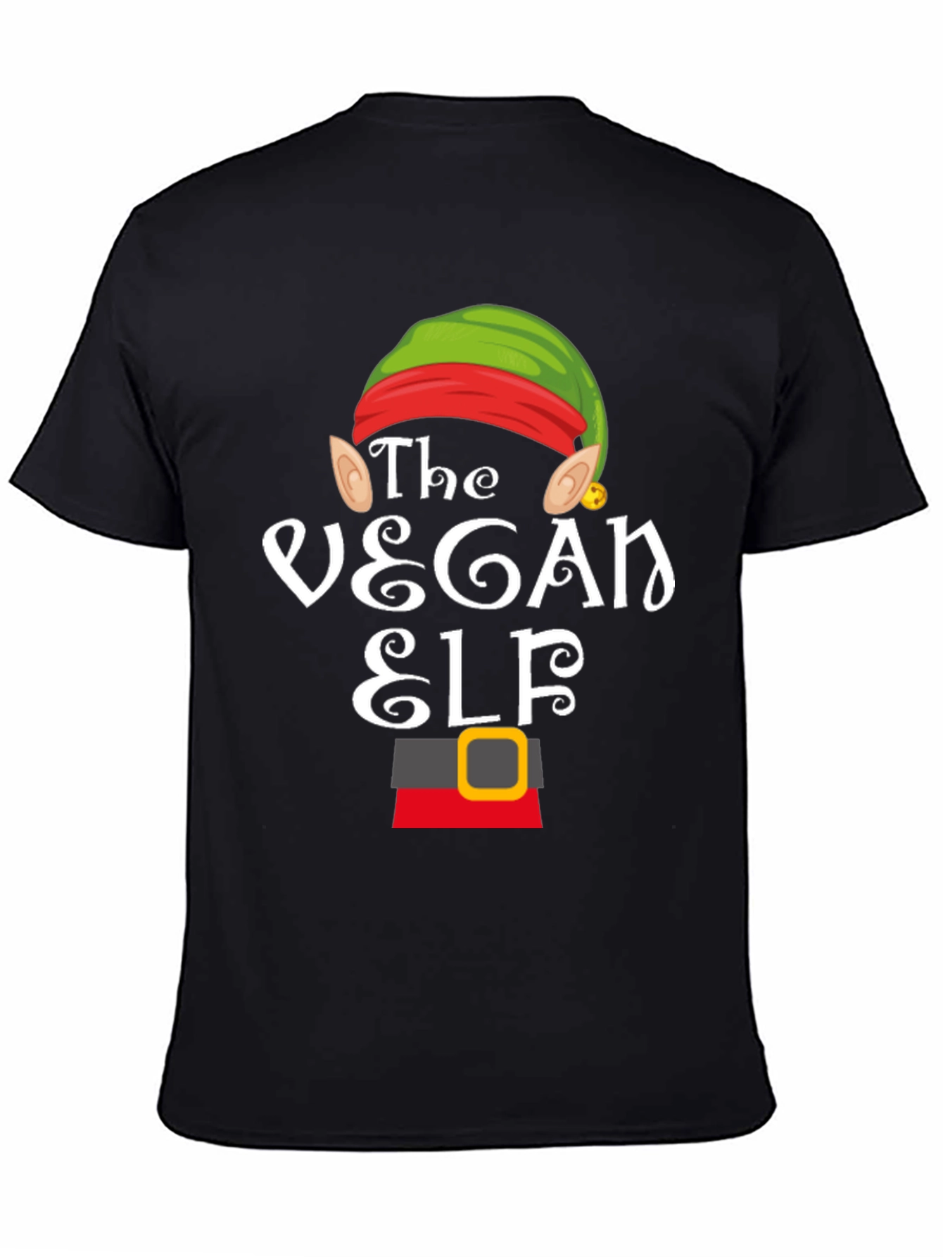 Black Vegan Elf T-Shirt - Holiday Festive Apparel view 4