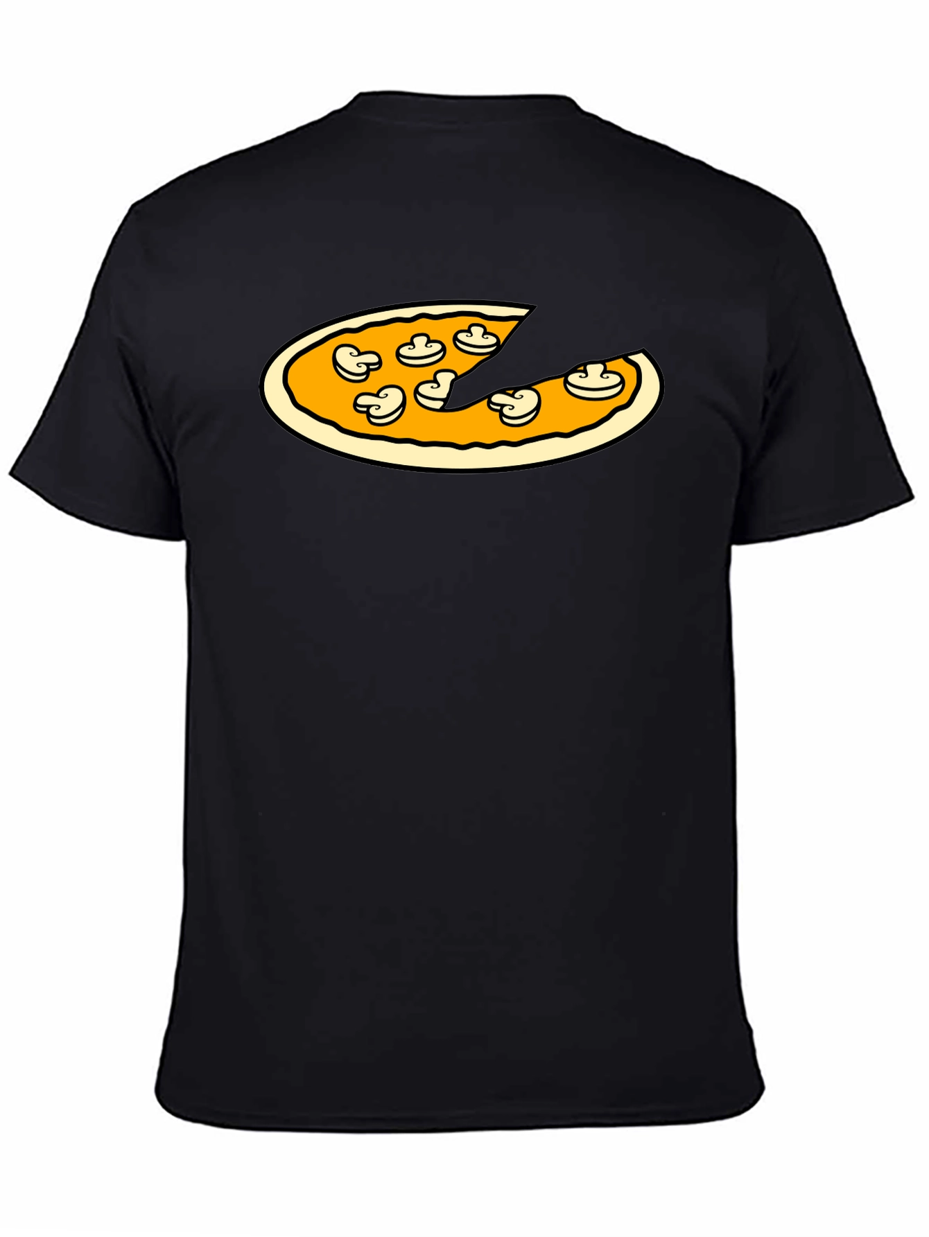 Black Pizza & Mushrooms Graphic Tee - Black T-Shirt view 4