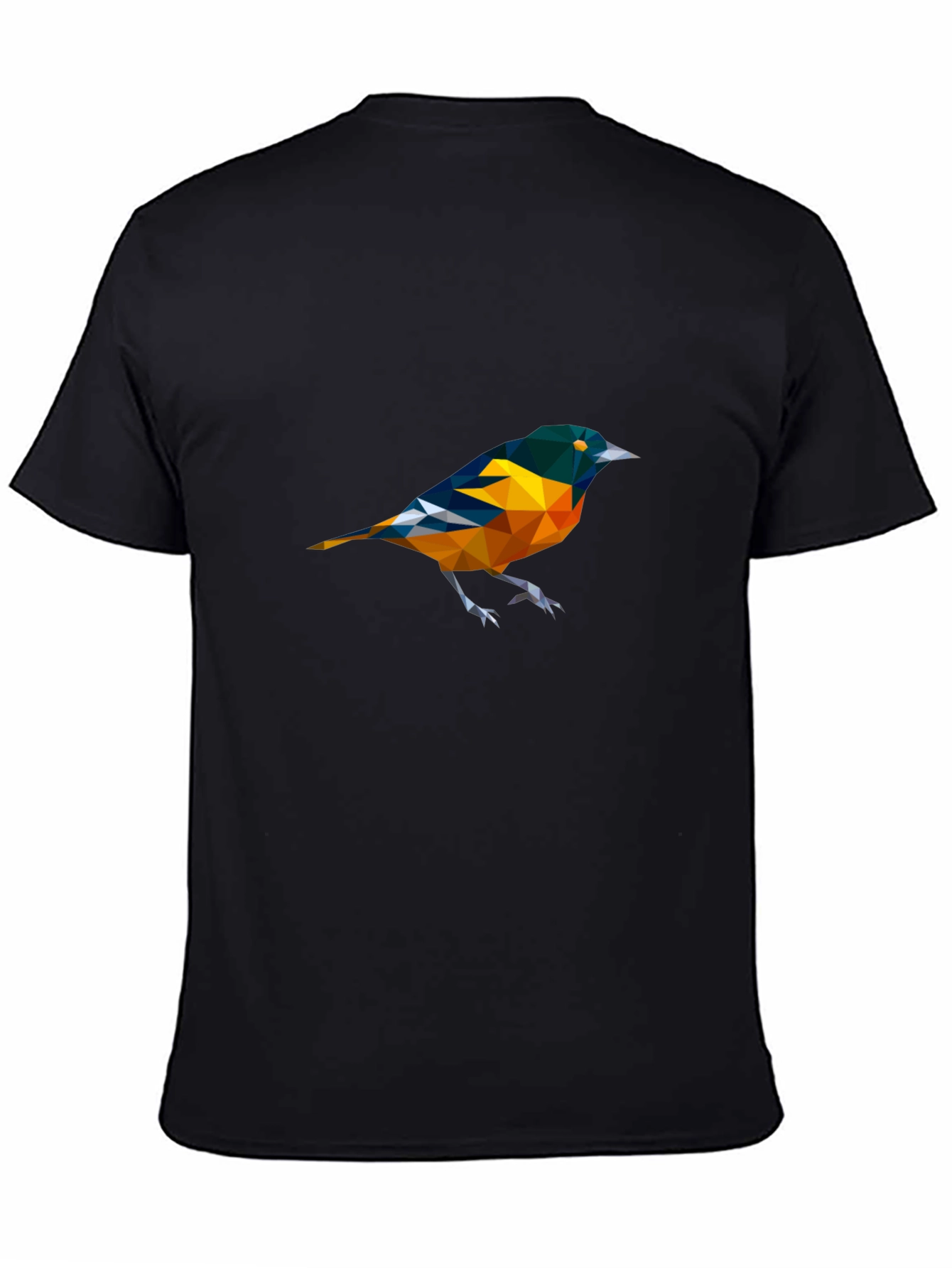 Black Geometric Bird Print Black T-Shirt view 4