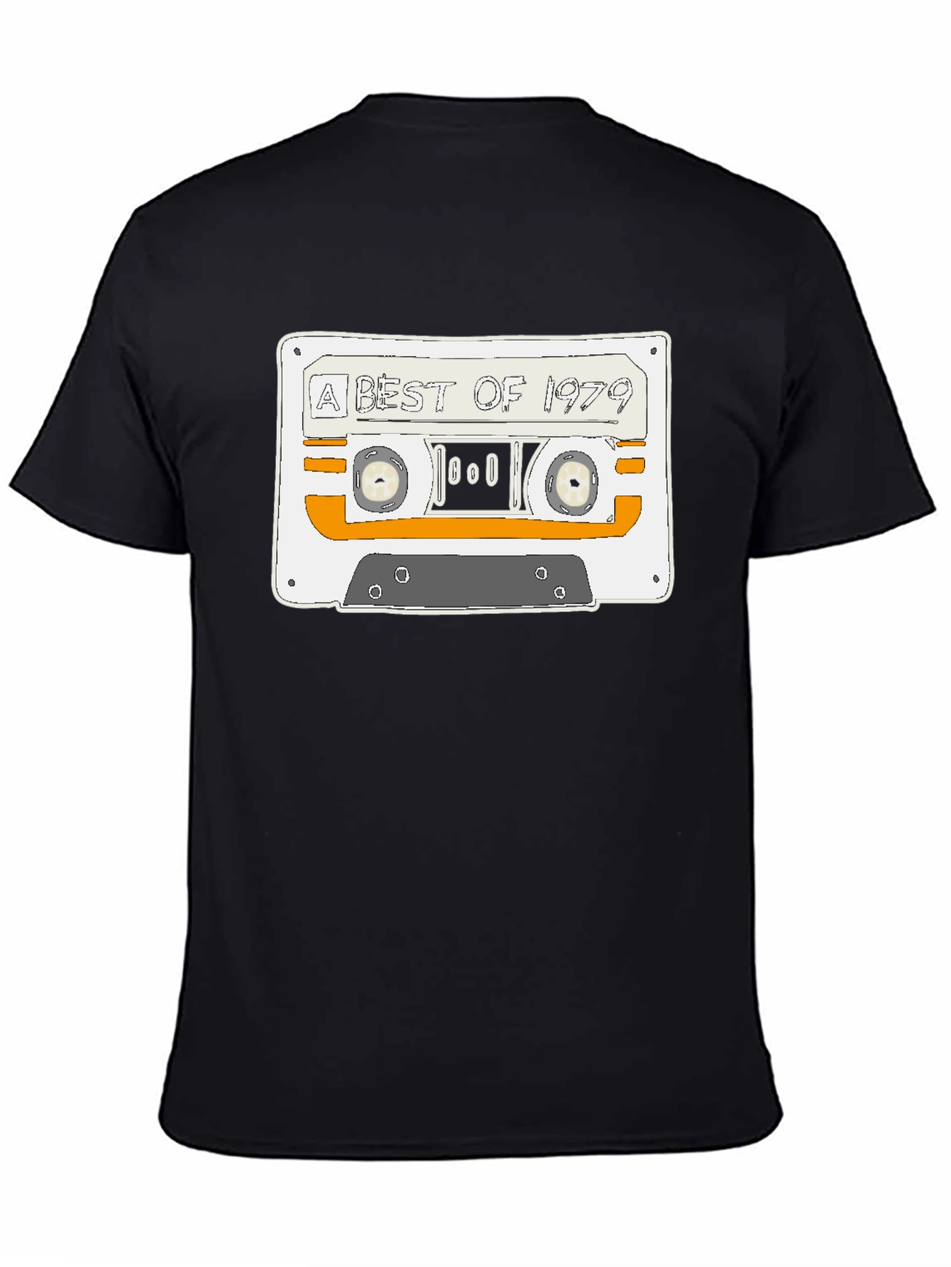 Black Retro 'A Best of 1979' Cassette Tape Black T-Shirt view 4