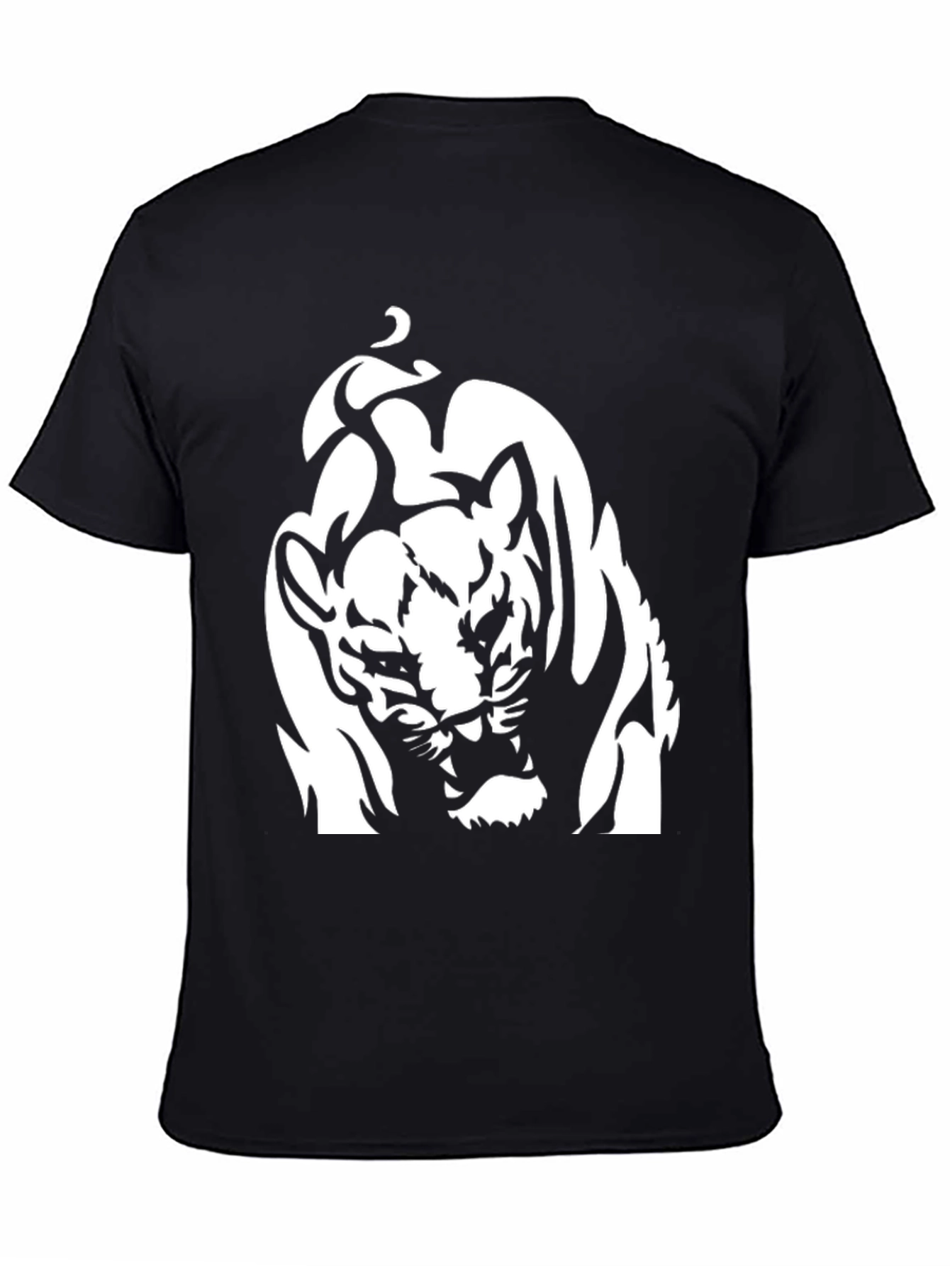 Black Black Graphic Tee - Roaring Tiger Design view 4