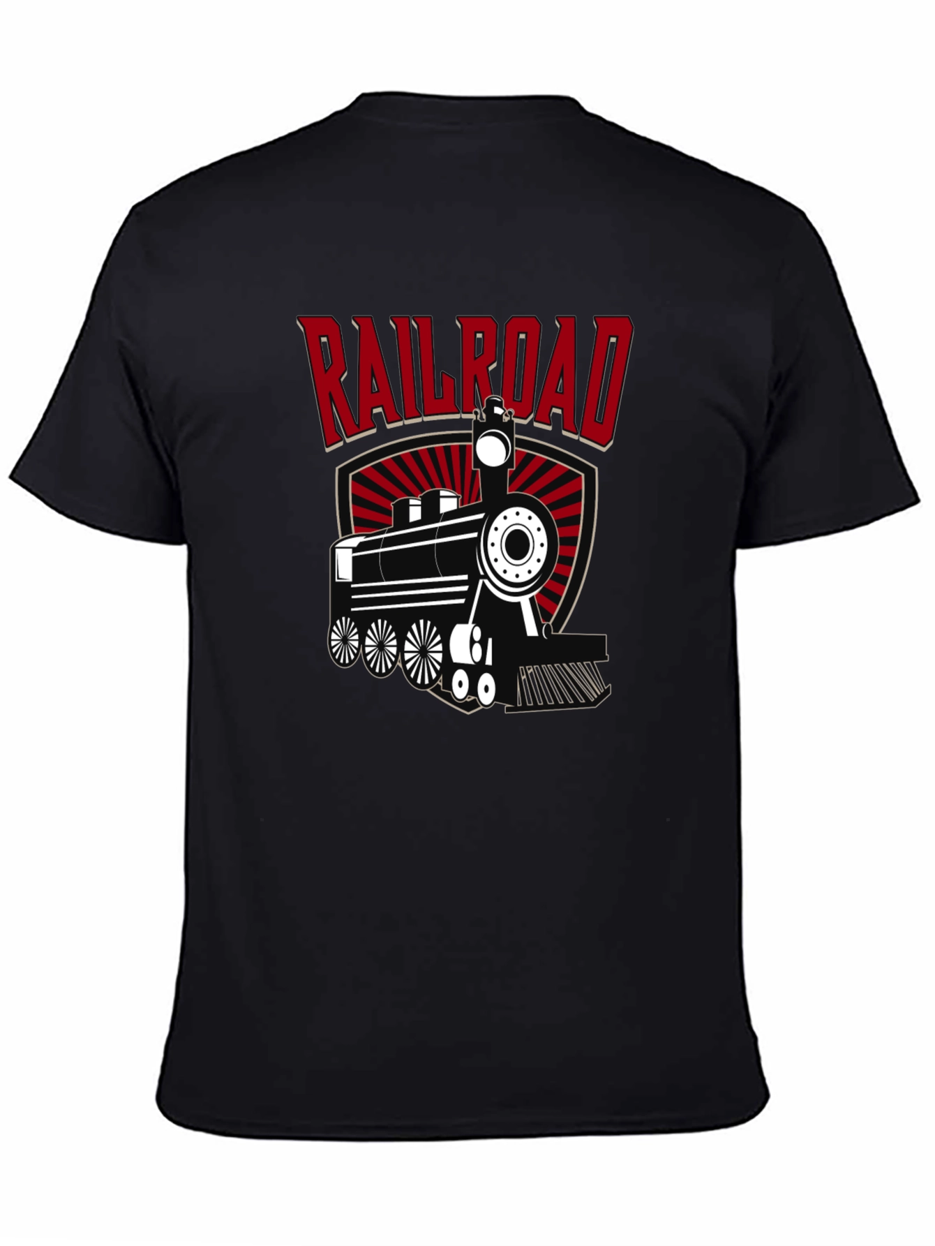 Black Railroad Train Graphic Tee - Cool Black T-Shirt view 4