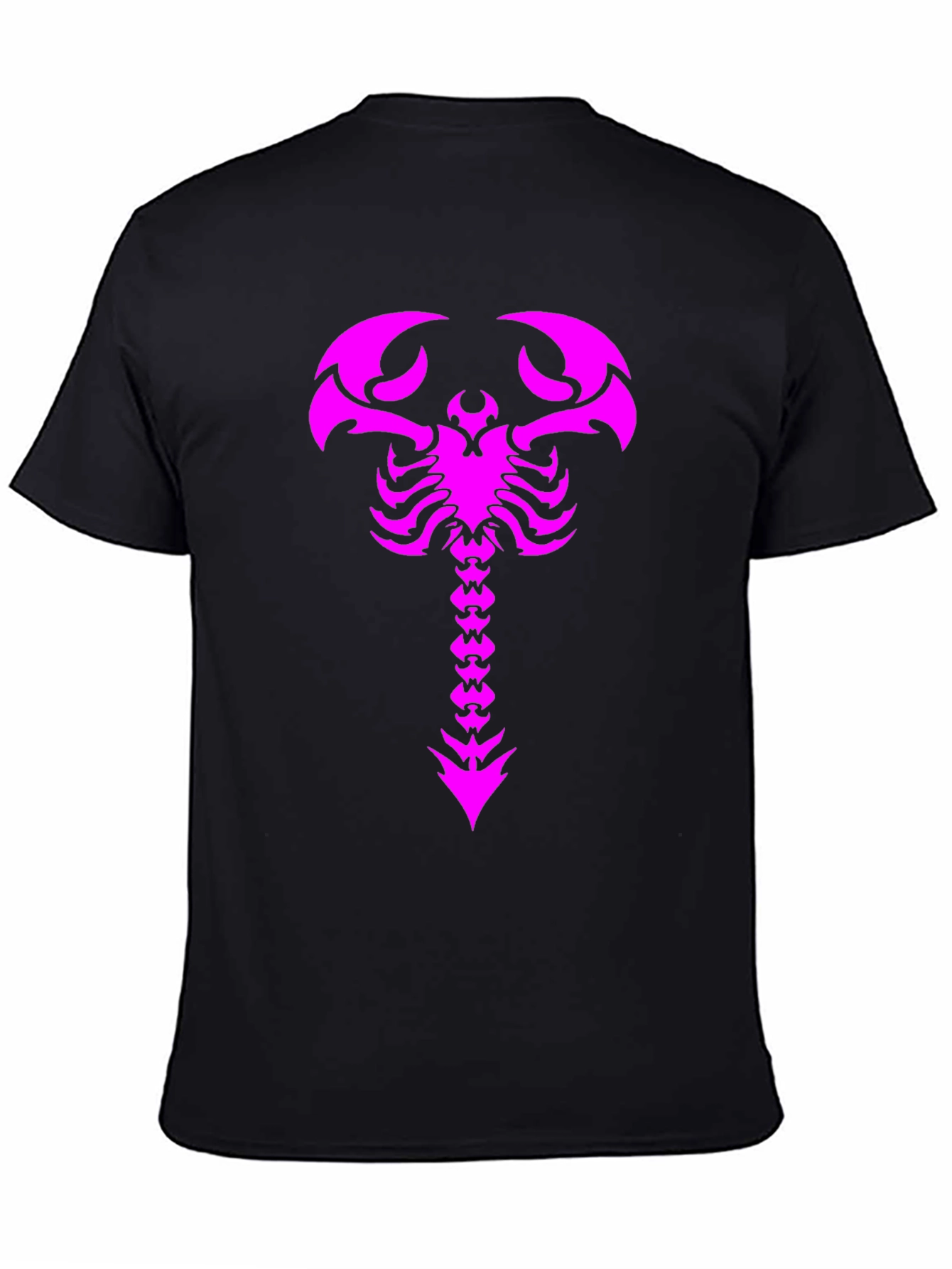 Black Black T-Shirt with Magenta Scorpion Print view 4