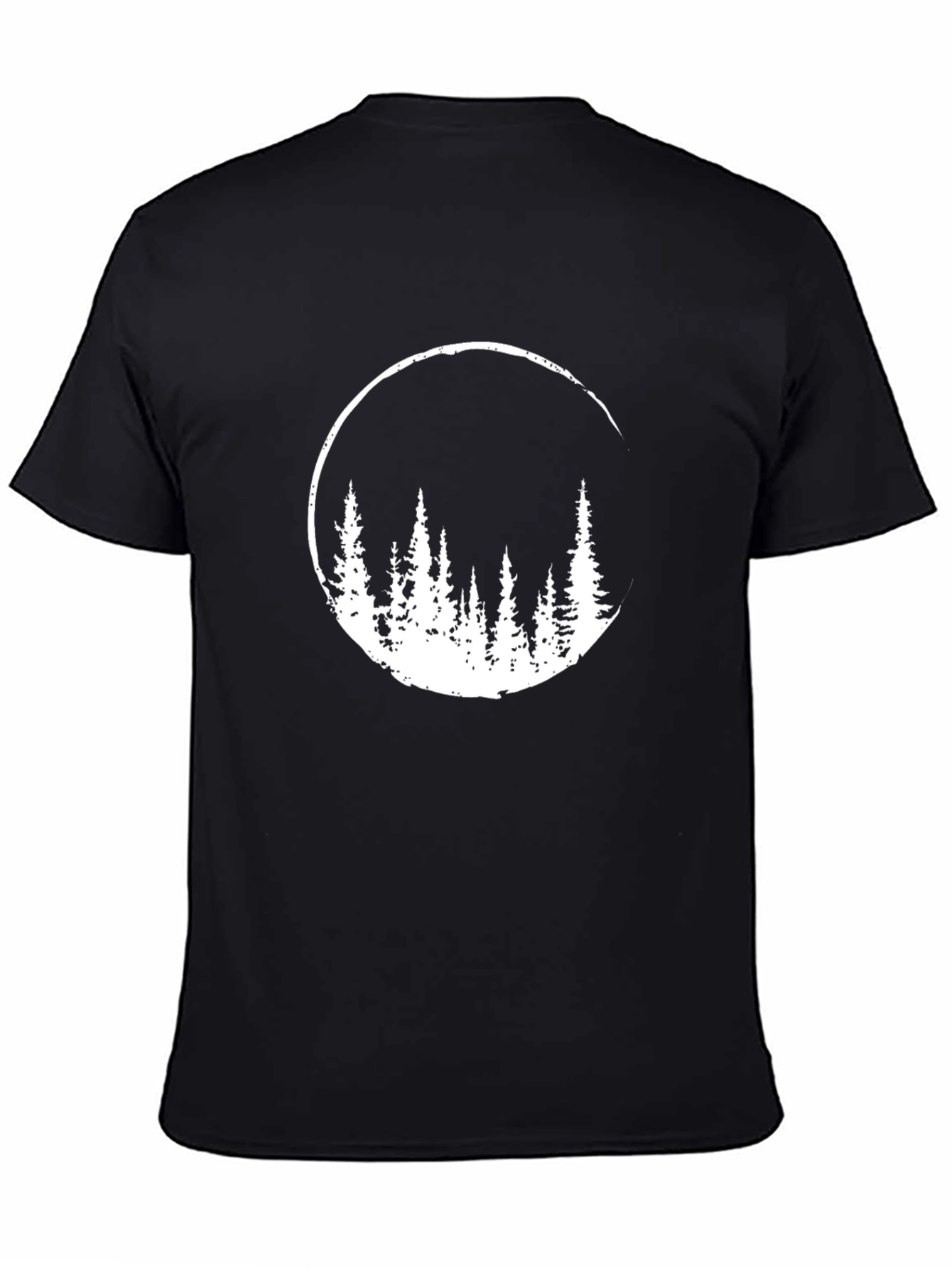Black Nature Scene Graphic Tee - Black Cotton Blend Shirt view 4