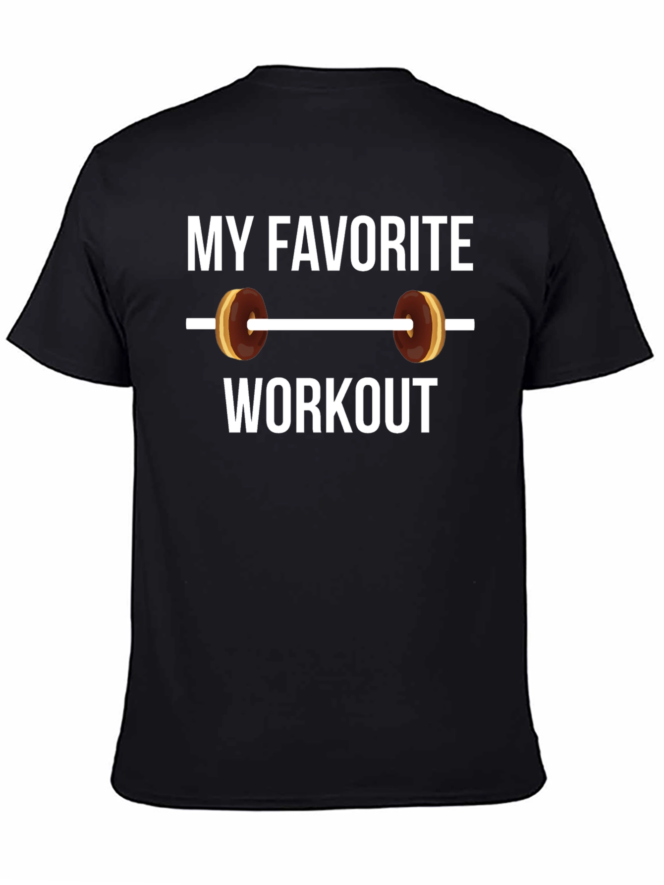 Black Funny Donut Workout T-Shirt - My Favorite Workout Tee view 4