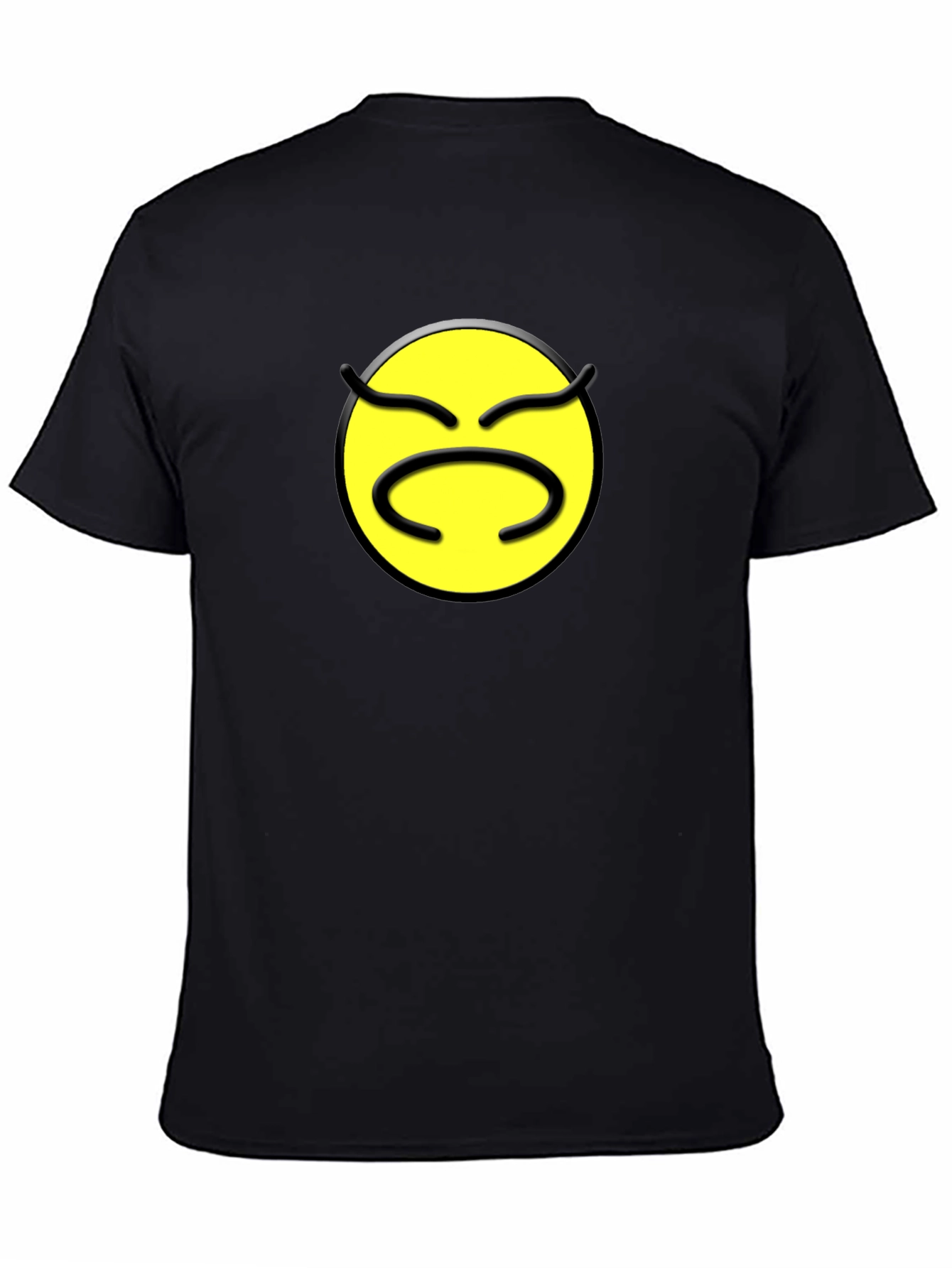 Black Grumpy Emoji Black T-Shirt - Express Your Mood! view 4