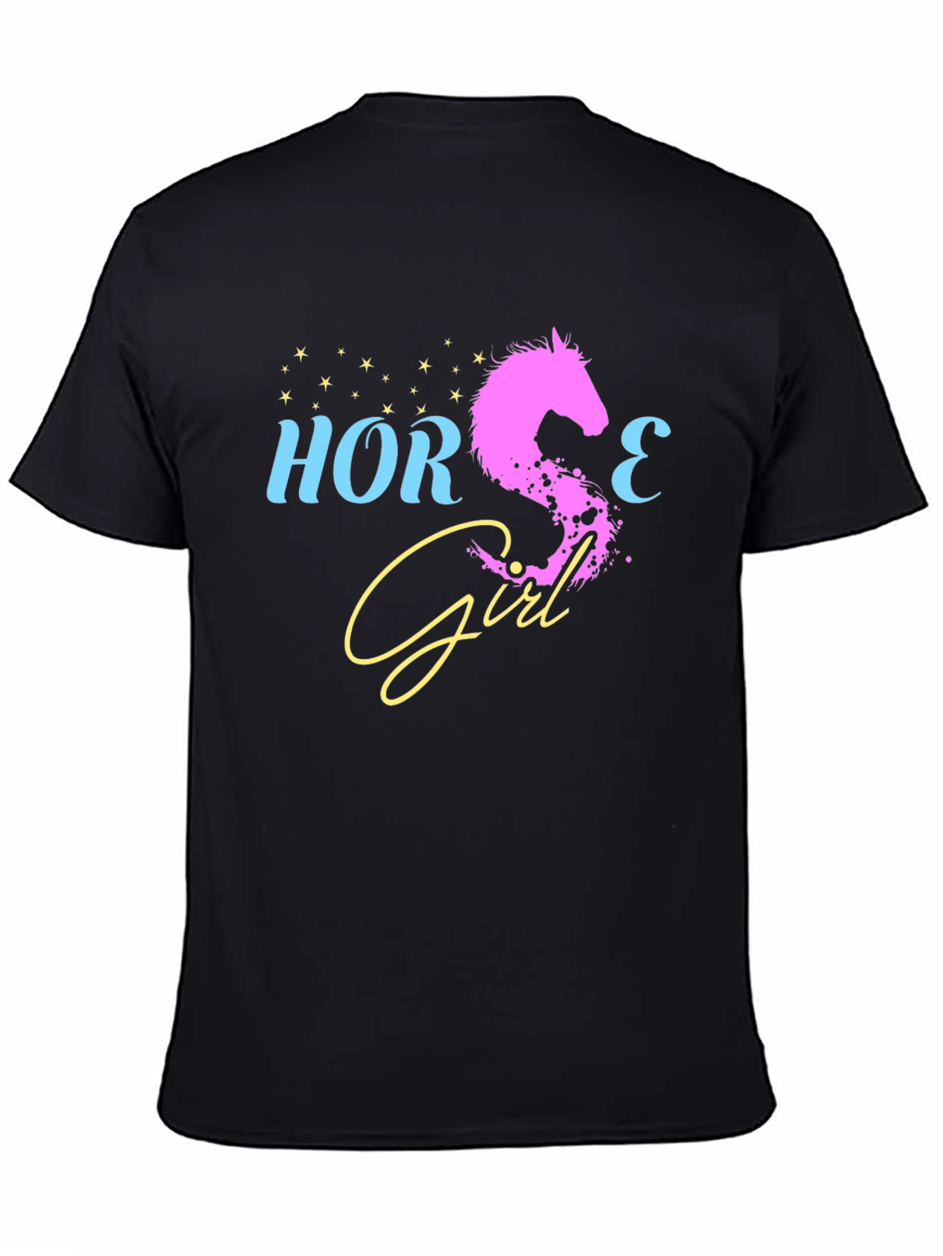 Black Horse Girl Graphic Tee - Black Cotton T-Shirt view 4