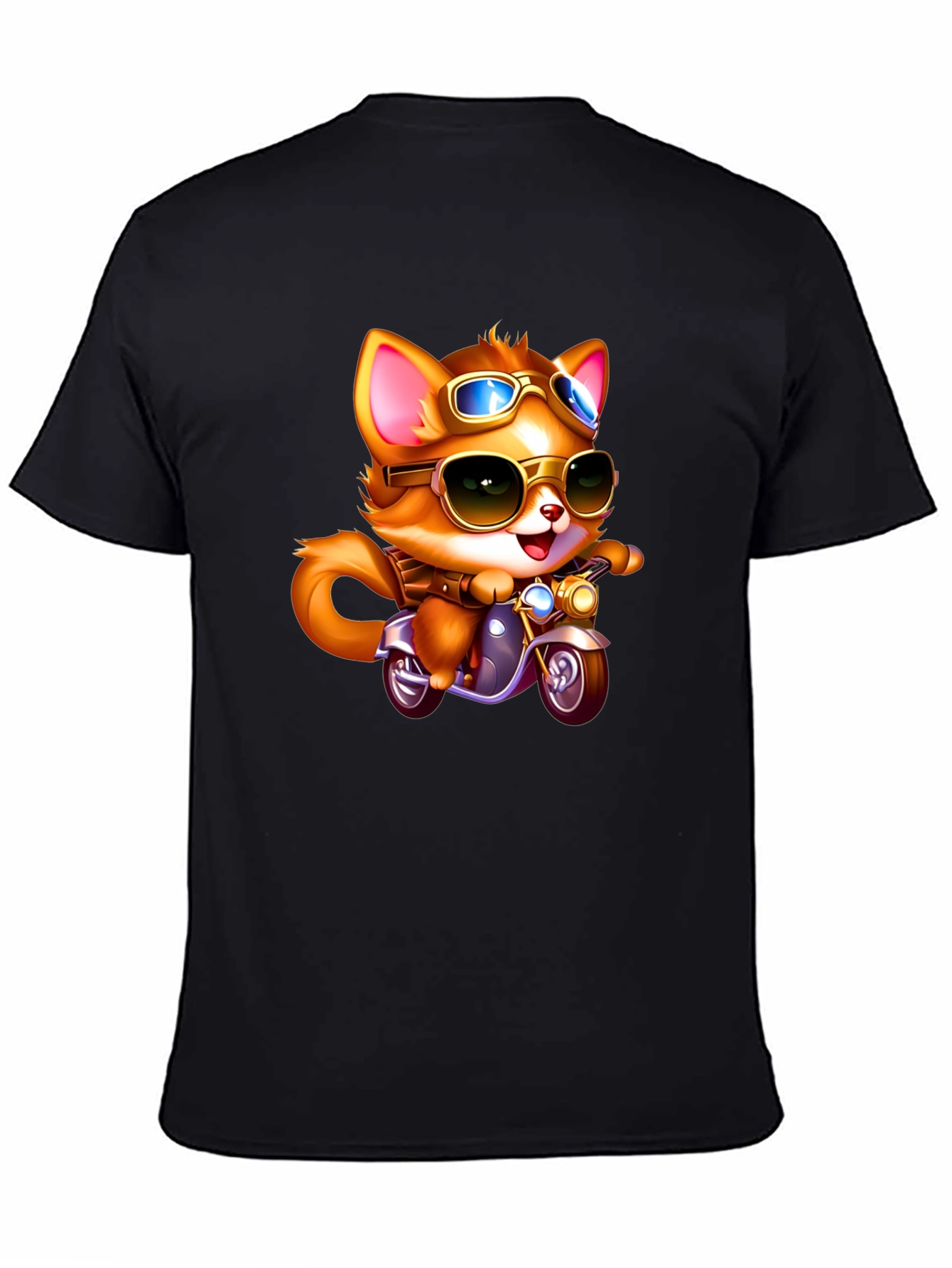 Black Cool Cat Biker T-Shirt - Ride in Style! view 4
