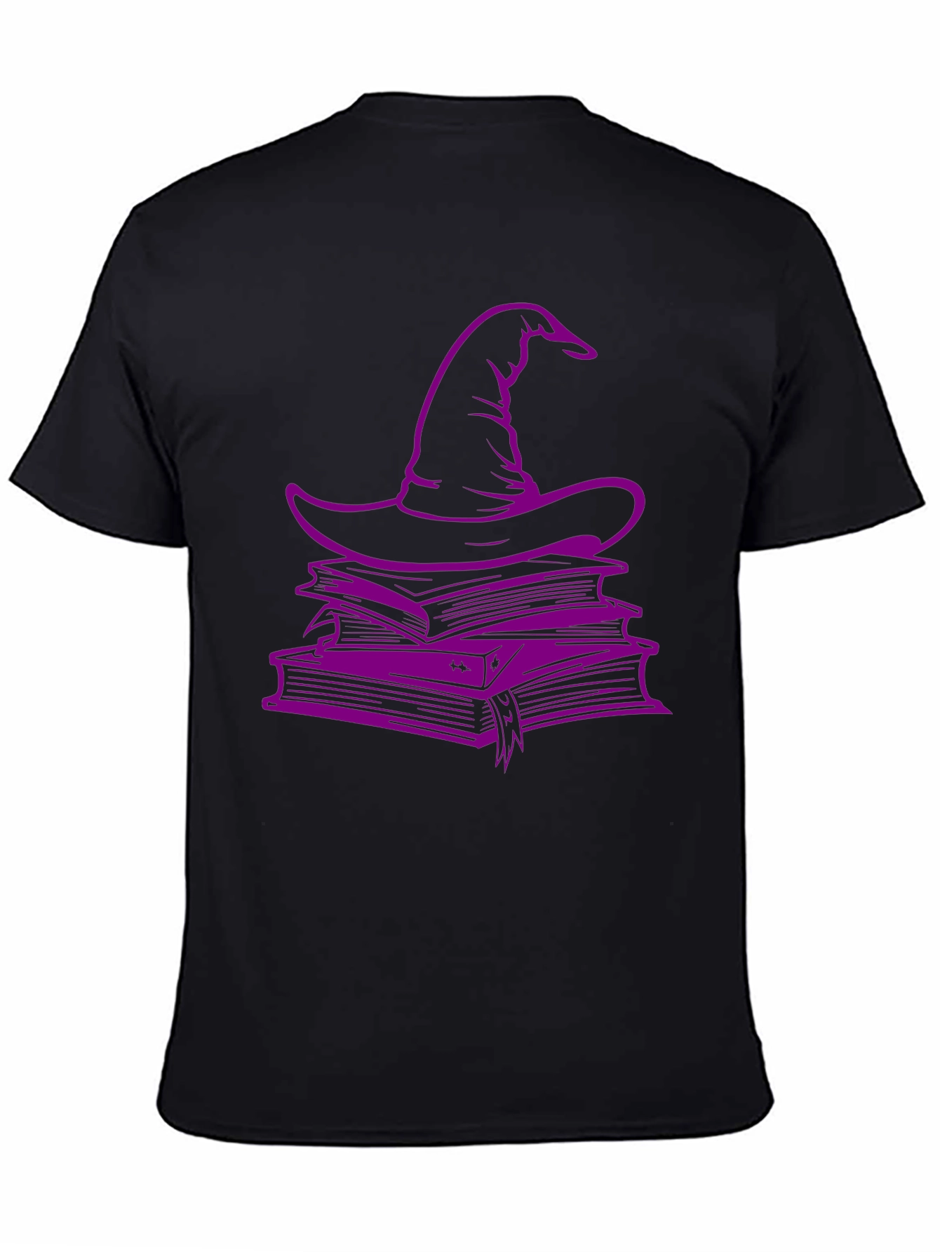 Black Witch Hat & Books T-Shirt - Spooky Season Style view 4
