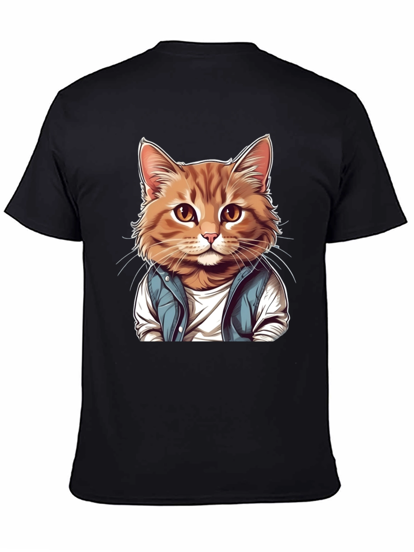 Black Cool Cat Graphic Tee view 4