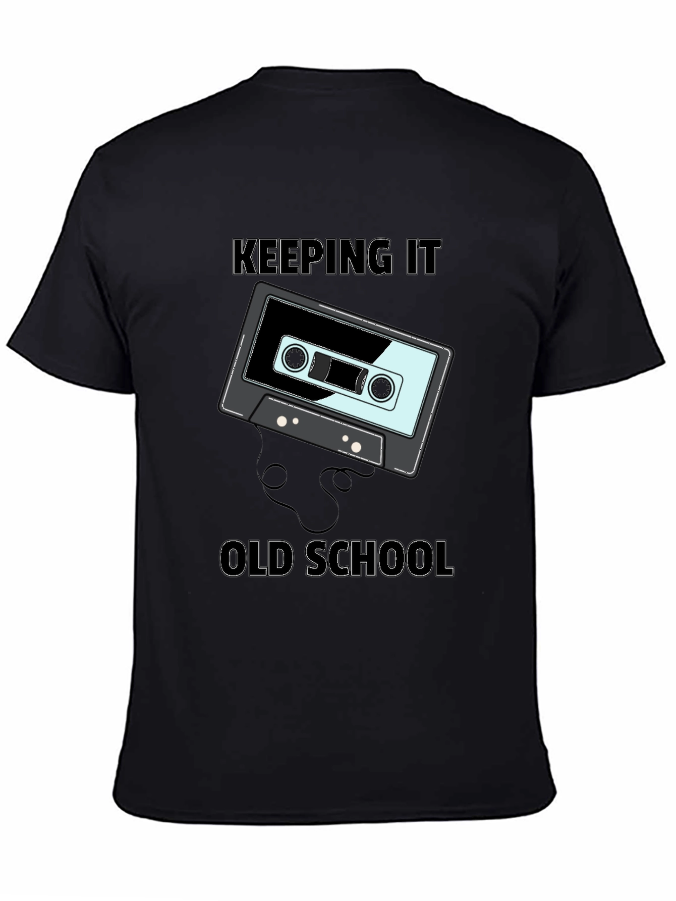 Black Retro Cassette Tape 'Keeping It Old School' Graphic Tee view 4