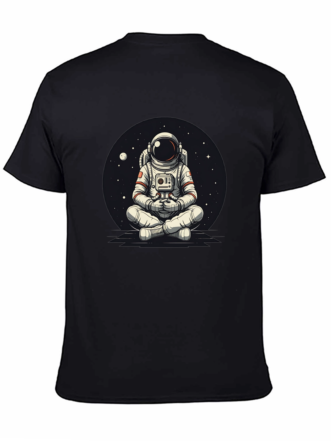 Black Meditating Astronaut Graphic Tee - Cool Space Design view 4