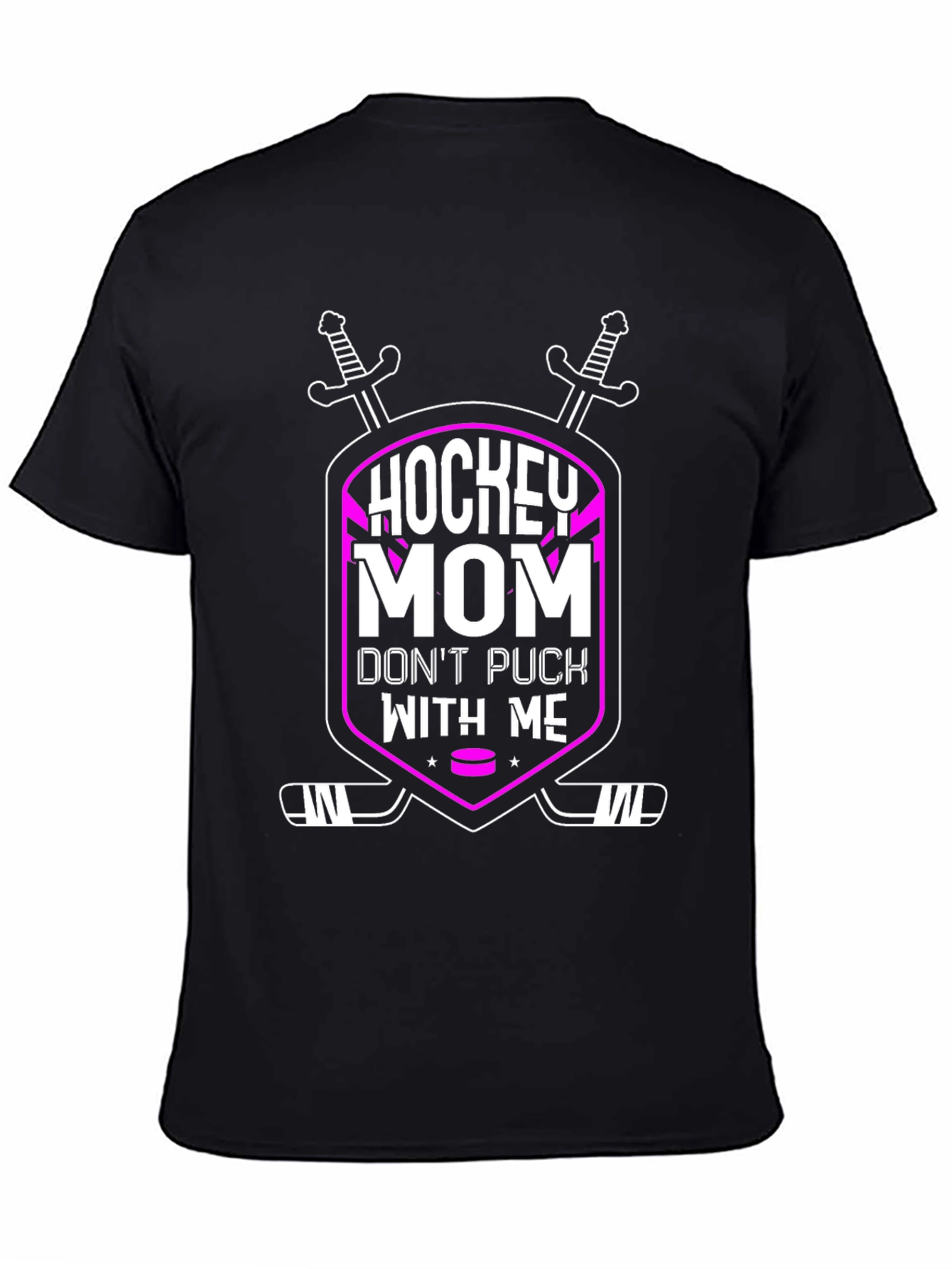 Black Hockey Mom T-Shirt - Don't Puck With Me view 4