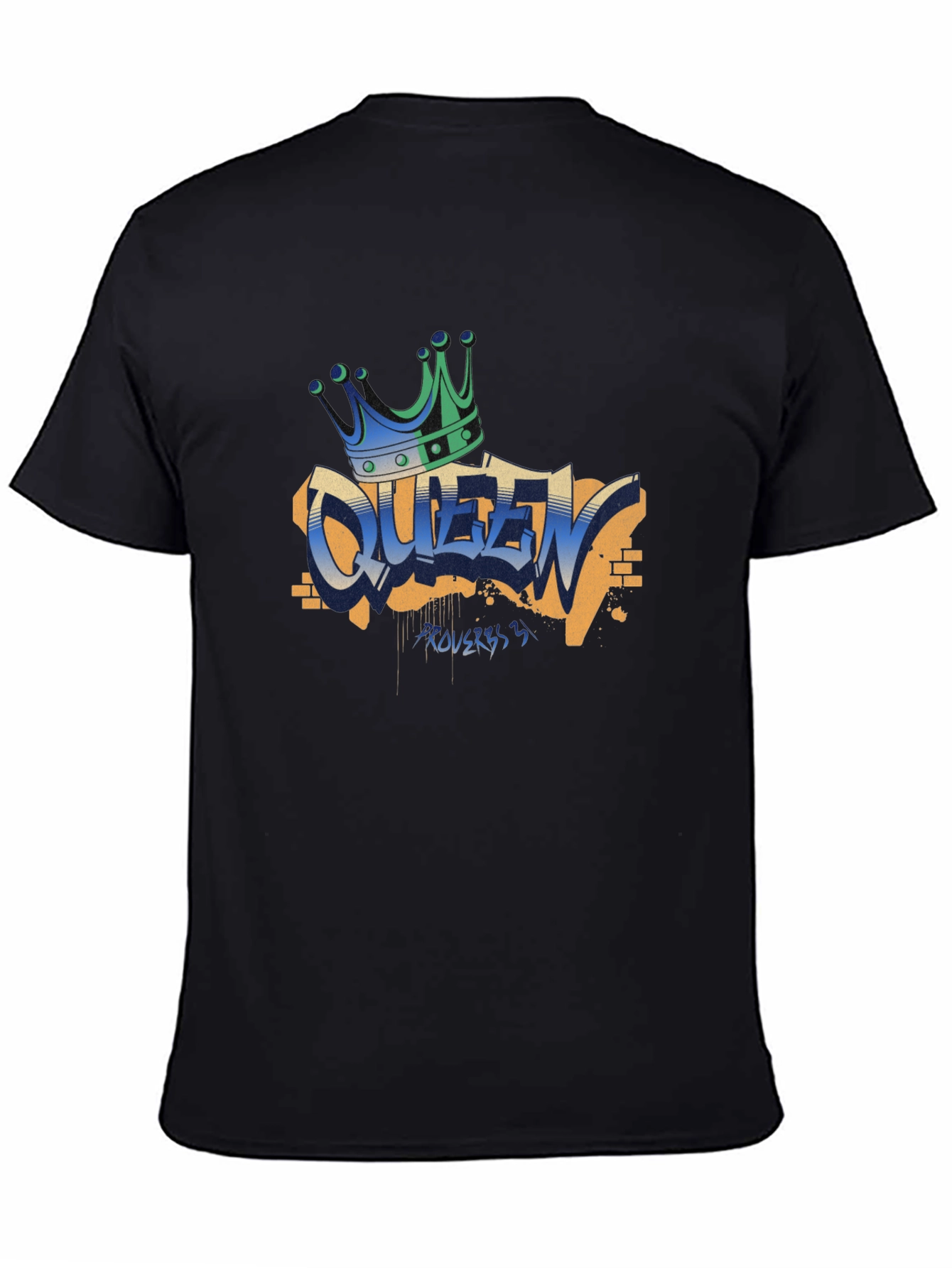 Black Queen Graffiti T-Shirt - Crown Graphic Tee view 4