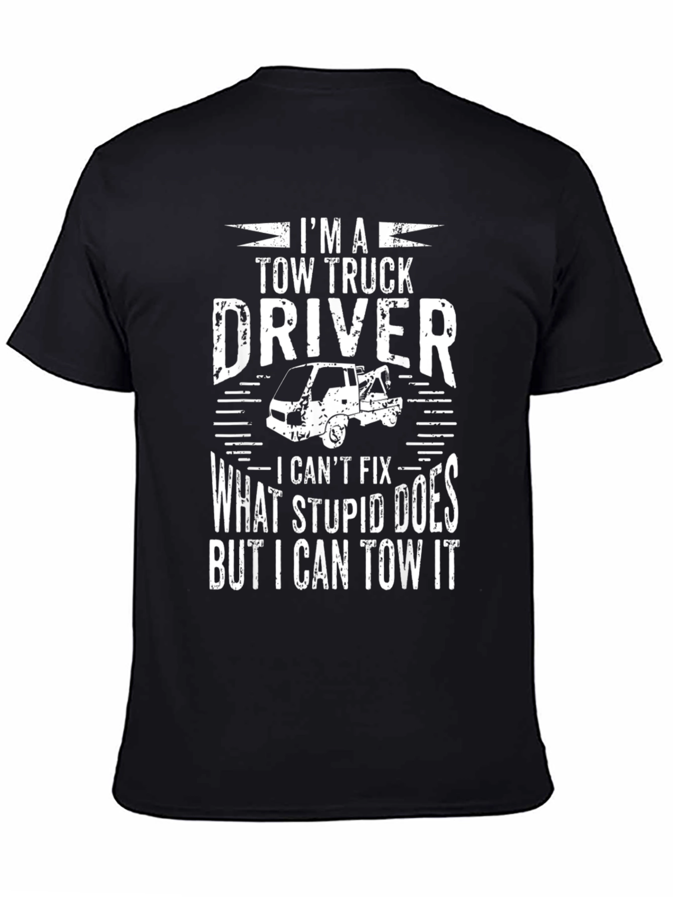 Black Tow Truck Driver Graphic Tee - I Can Tow It view 4