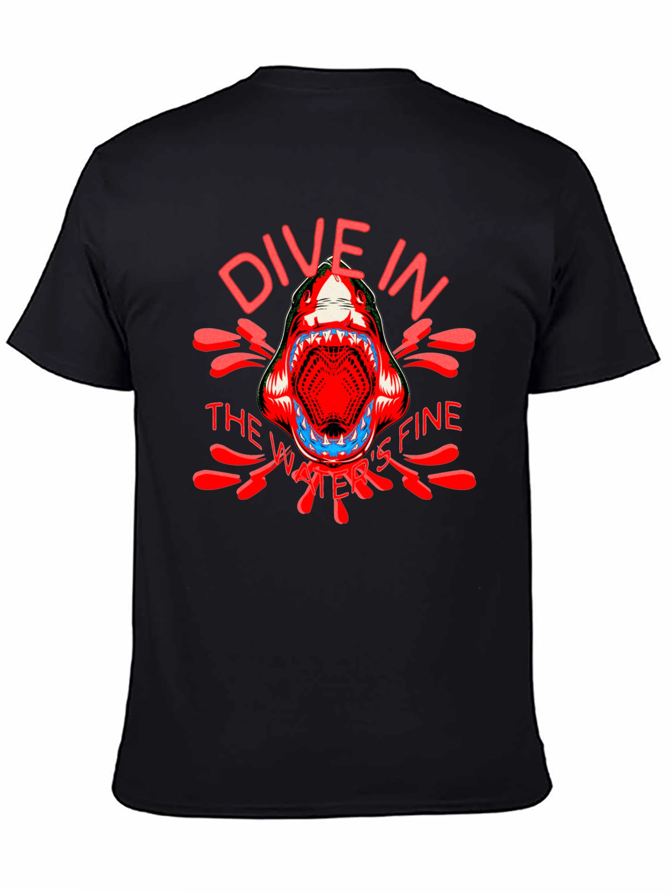 Black Dive In Shark Graphic T-Shirt view 4