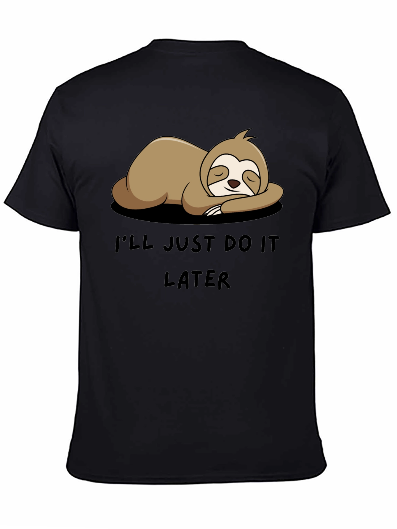 Black Sloth Do It Later Funny Graphic Tee view 4