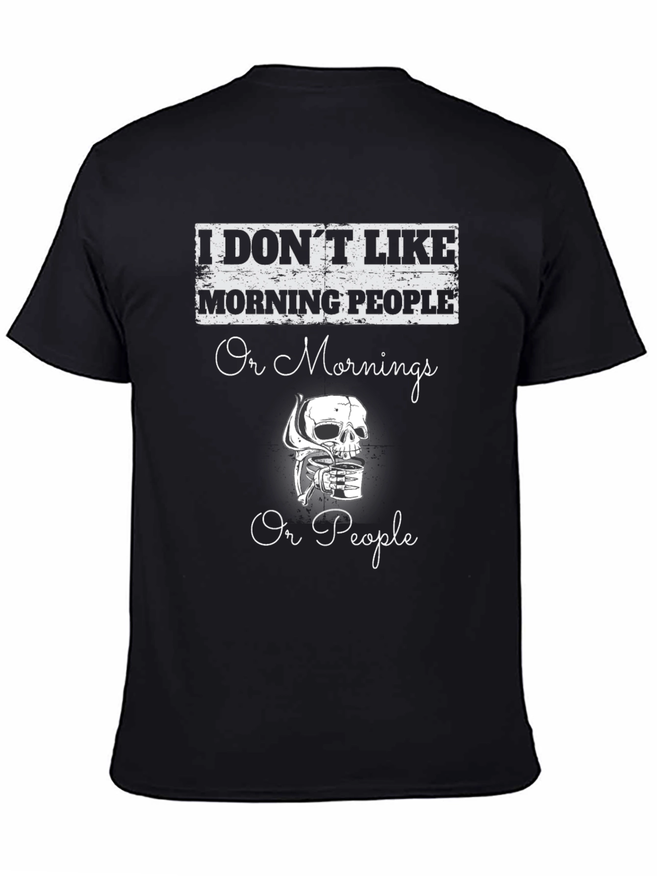 Black Funny 'I Don't Like Morning People' Graphic T-Shirt view 4