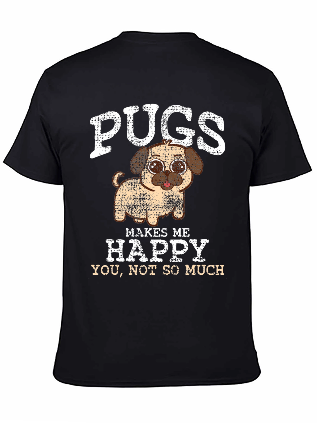 Black Pugs Make Me Happy Graphic Tee view 4