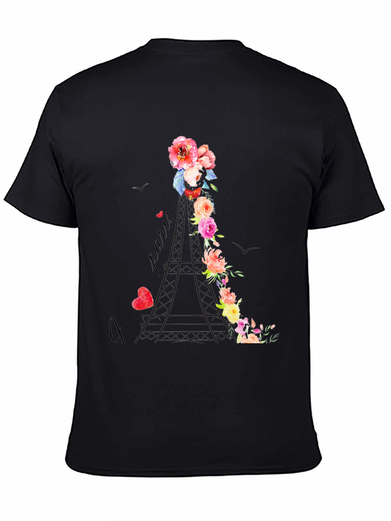 Floral Eiffel Tower Graphic Tee - Paris Love - 4