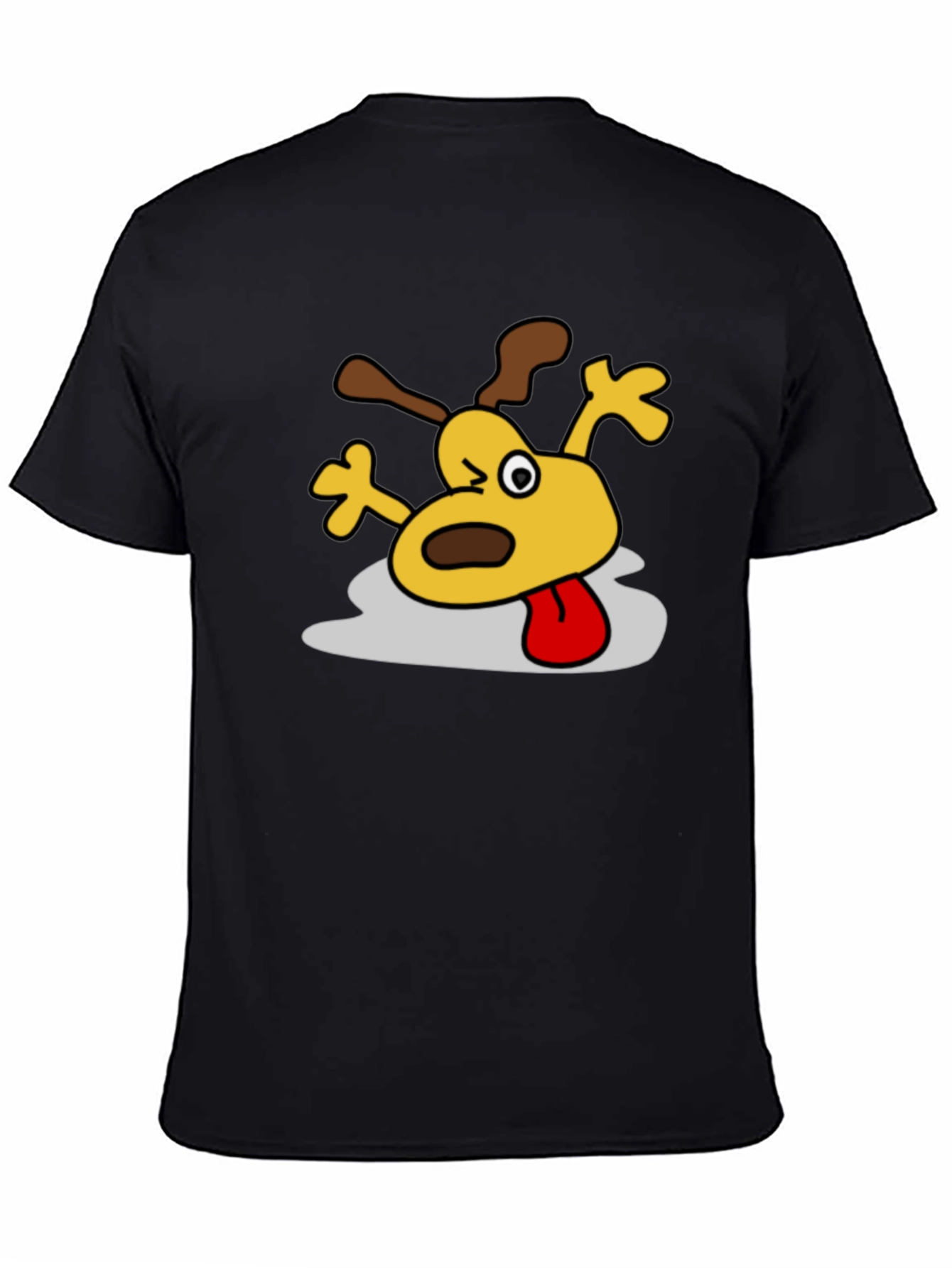 Black Cartoon Dog Graphic Black T-Shirt view 4