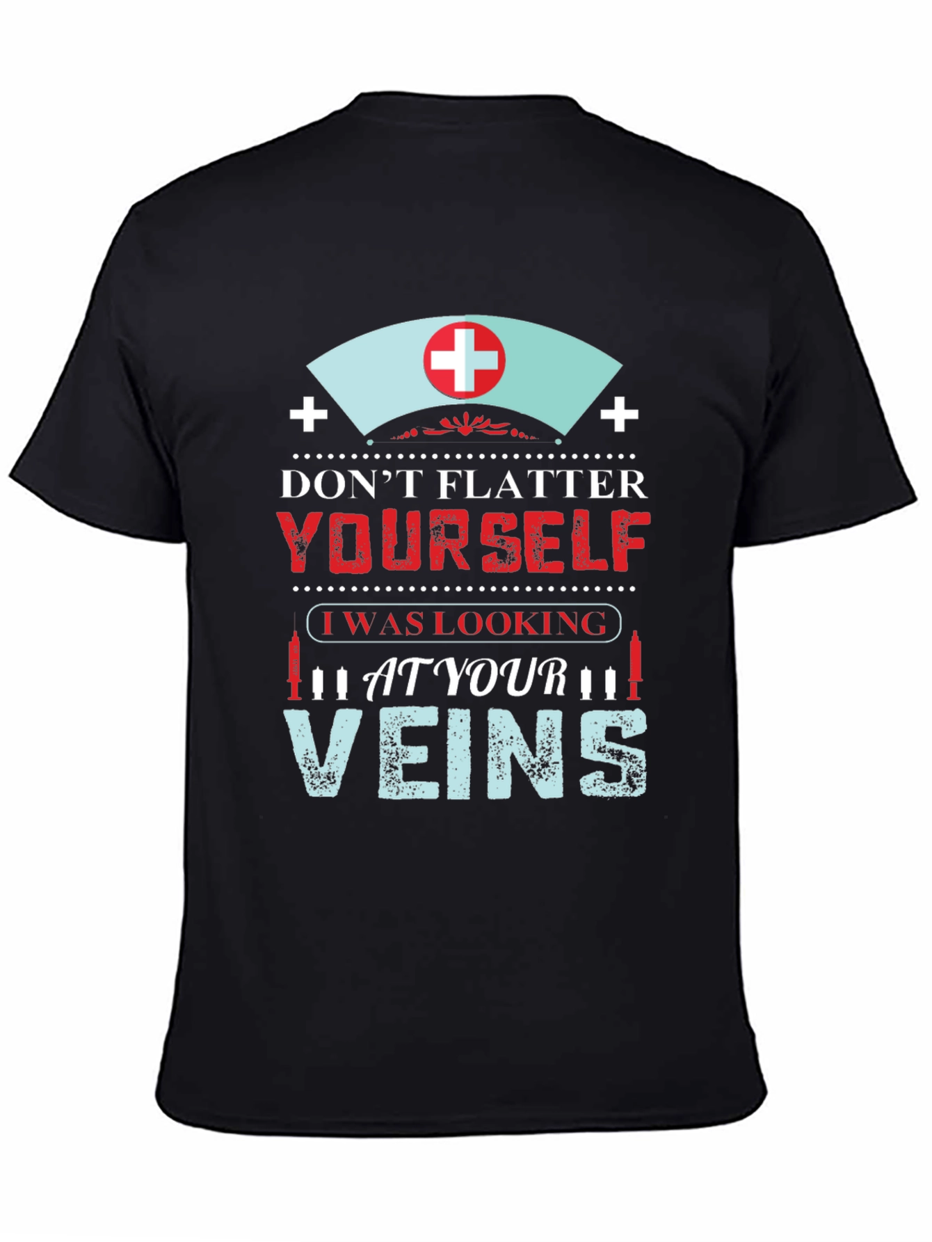 Black Funny Nurse Vein T-Shirt view 4