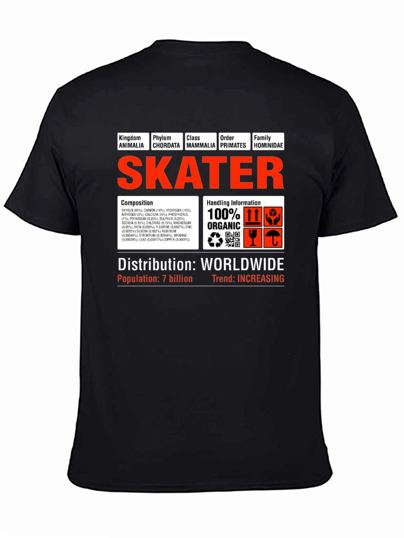 Black Skater Graphic T-Shirt - Organic Composition Design view 4
