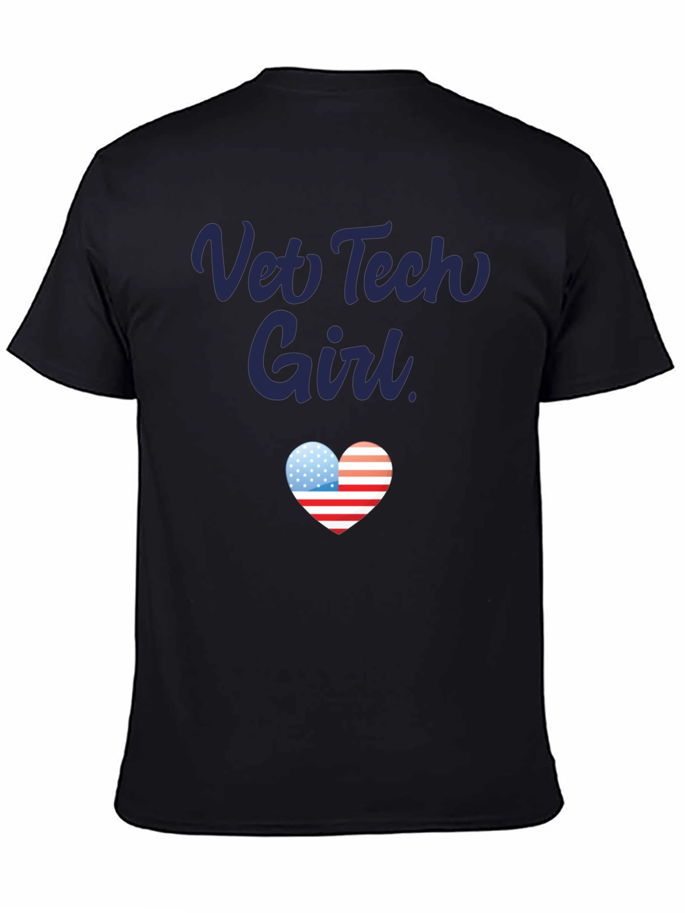 Black Vet Tech Girl Patriotic Heart T-Shirt view 4