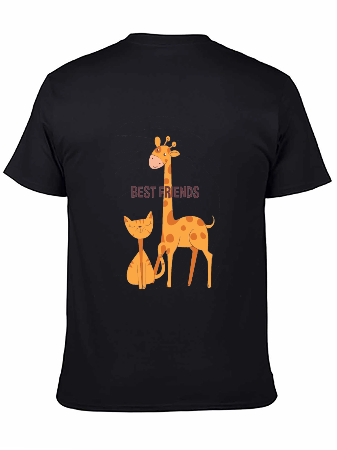 Black Best Friends Giraffe and Cat T-Shirt view 4