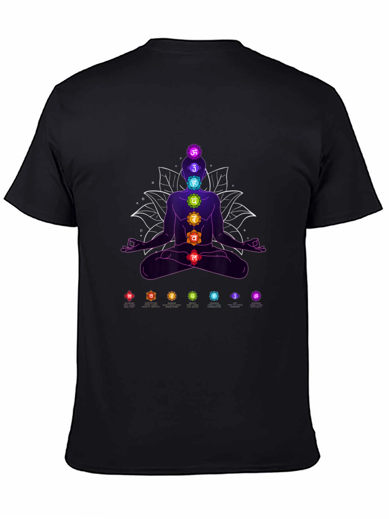 Black Chakra Meditation T-Shirt - Spiritual Design view 4