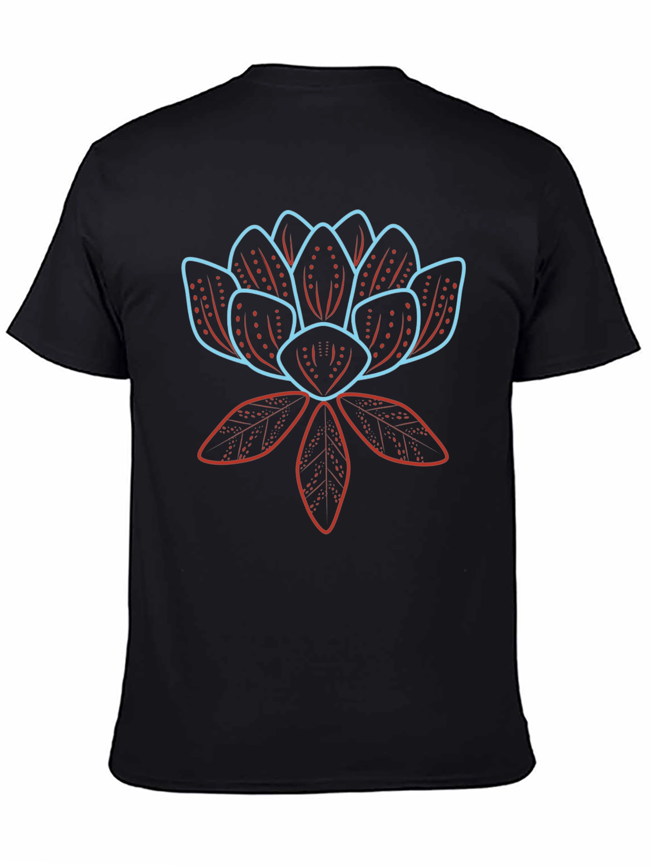 Black Lotus Flower Graphic Black T-Shirt view 4