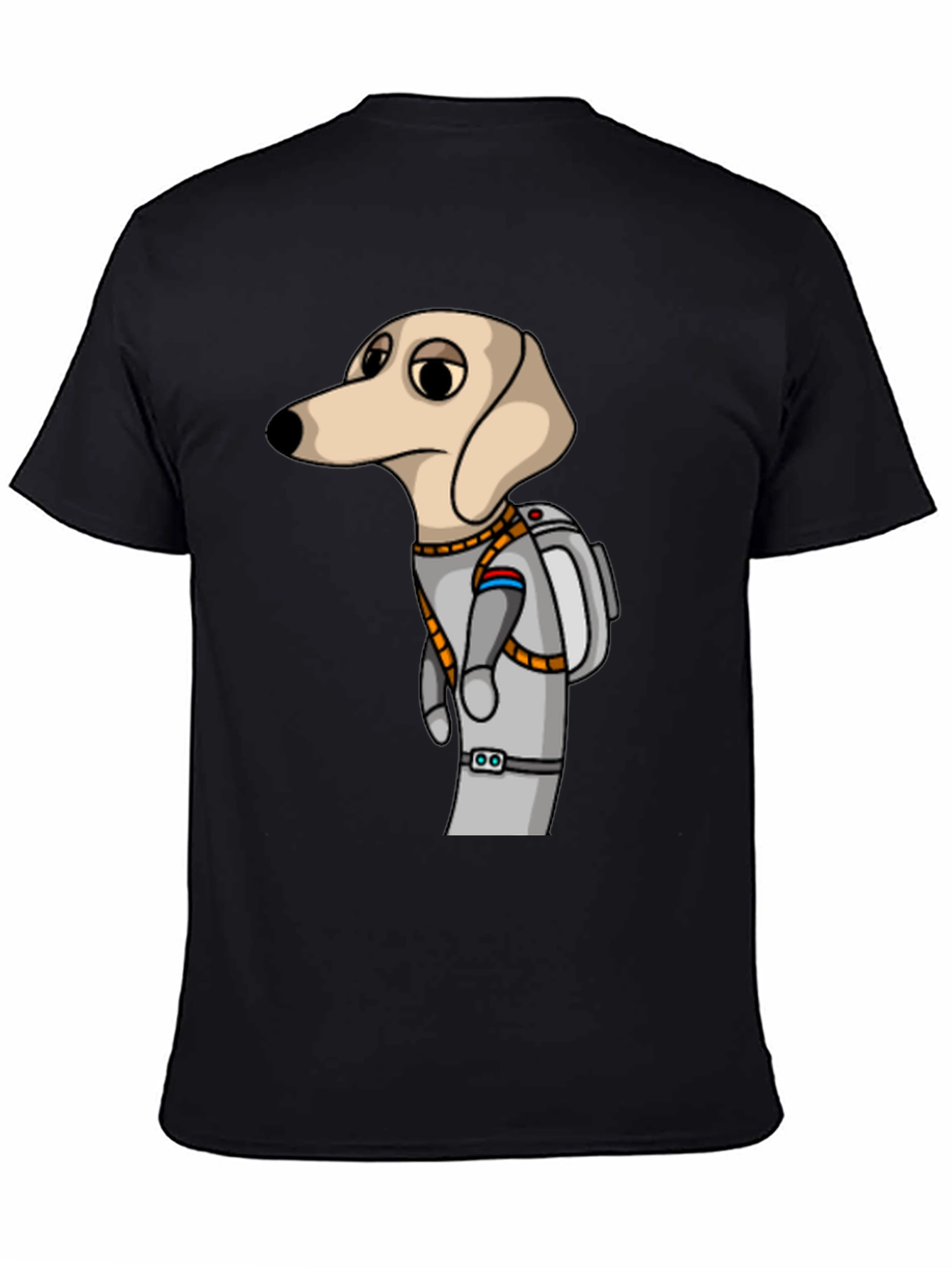Black Dog Astronaut Graphic Tee - Unisex Black T-Shirt view 4