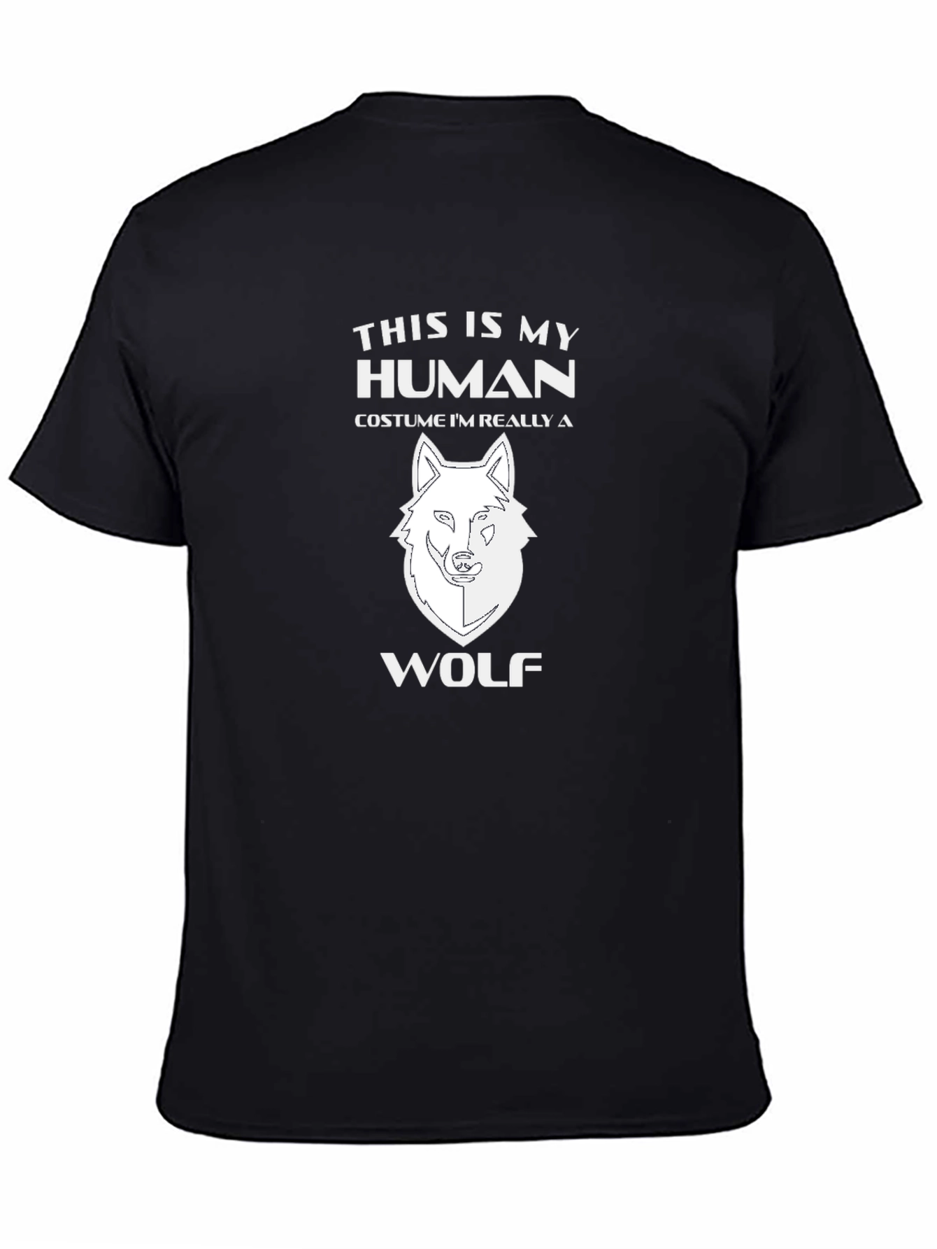 Black Human Costume Wolf T-Shirt - Novelty Graphic Tee view 4