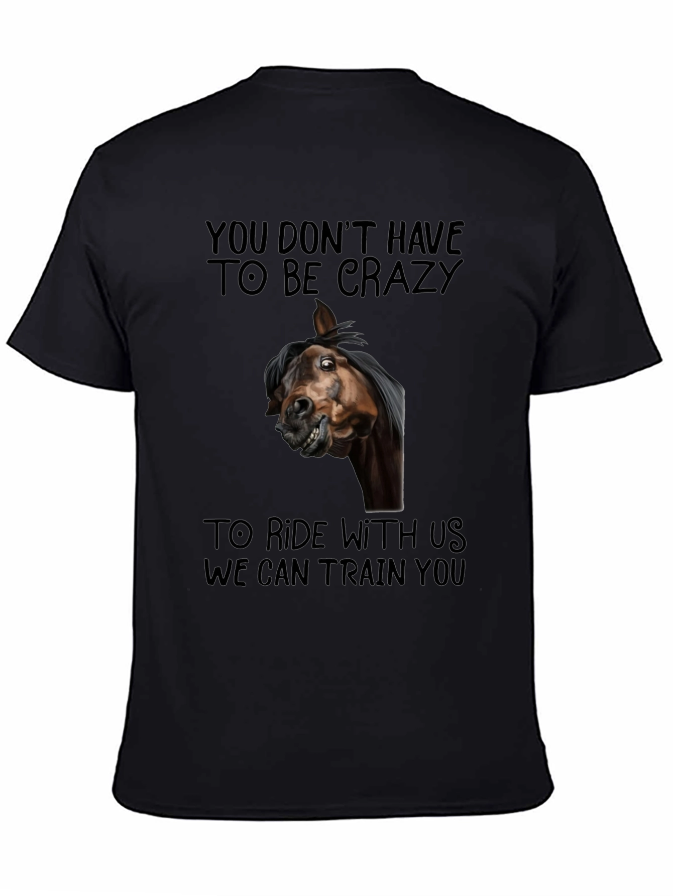 Black Crazy Horse Graphic Tee - Ride With Us T-Shirt view 4