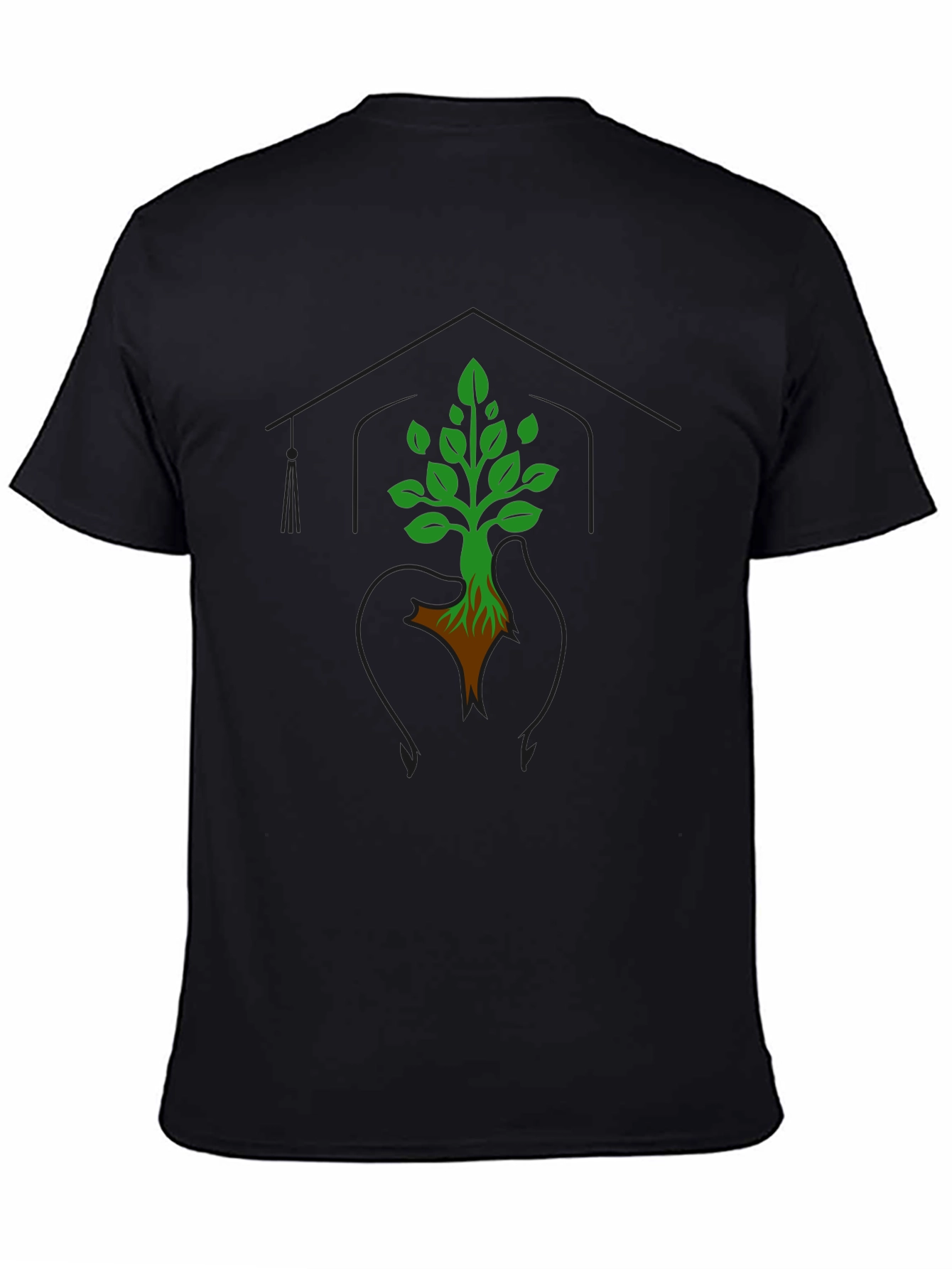Black Eco-Friendly Tree Graphic Tee - Nature Advocate Shirt view 4