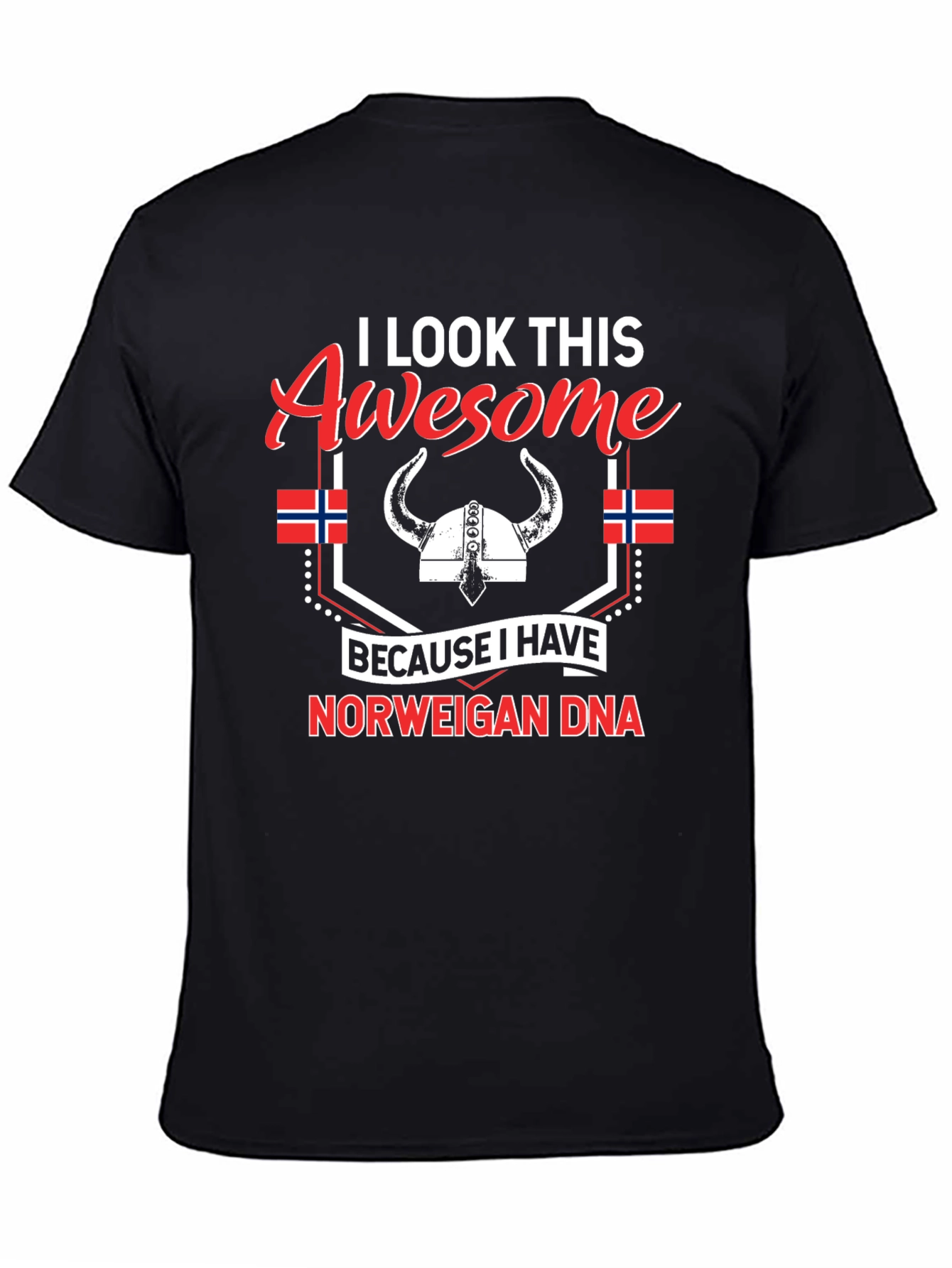 Black Awesome Norwegian DNA T-Shirt view 4