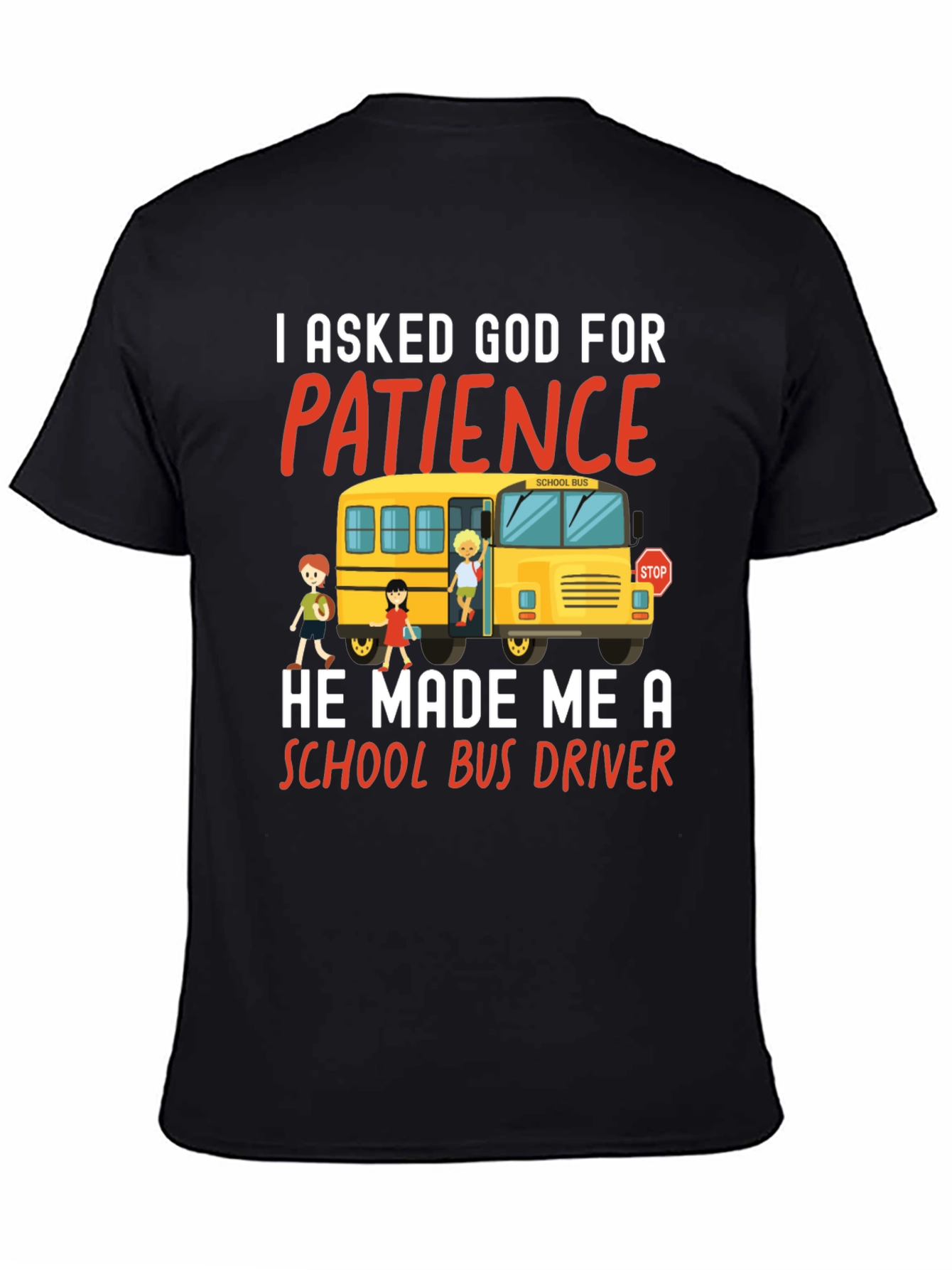 Black School Bus Driver T-Shirt - Patience Graphic Tee view 4