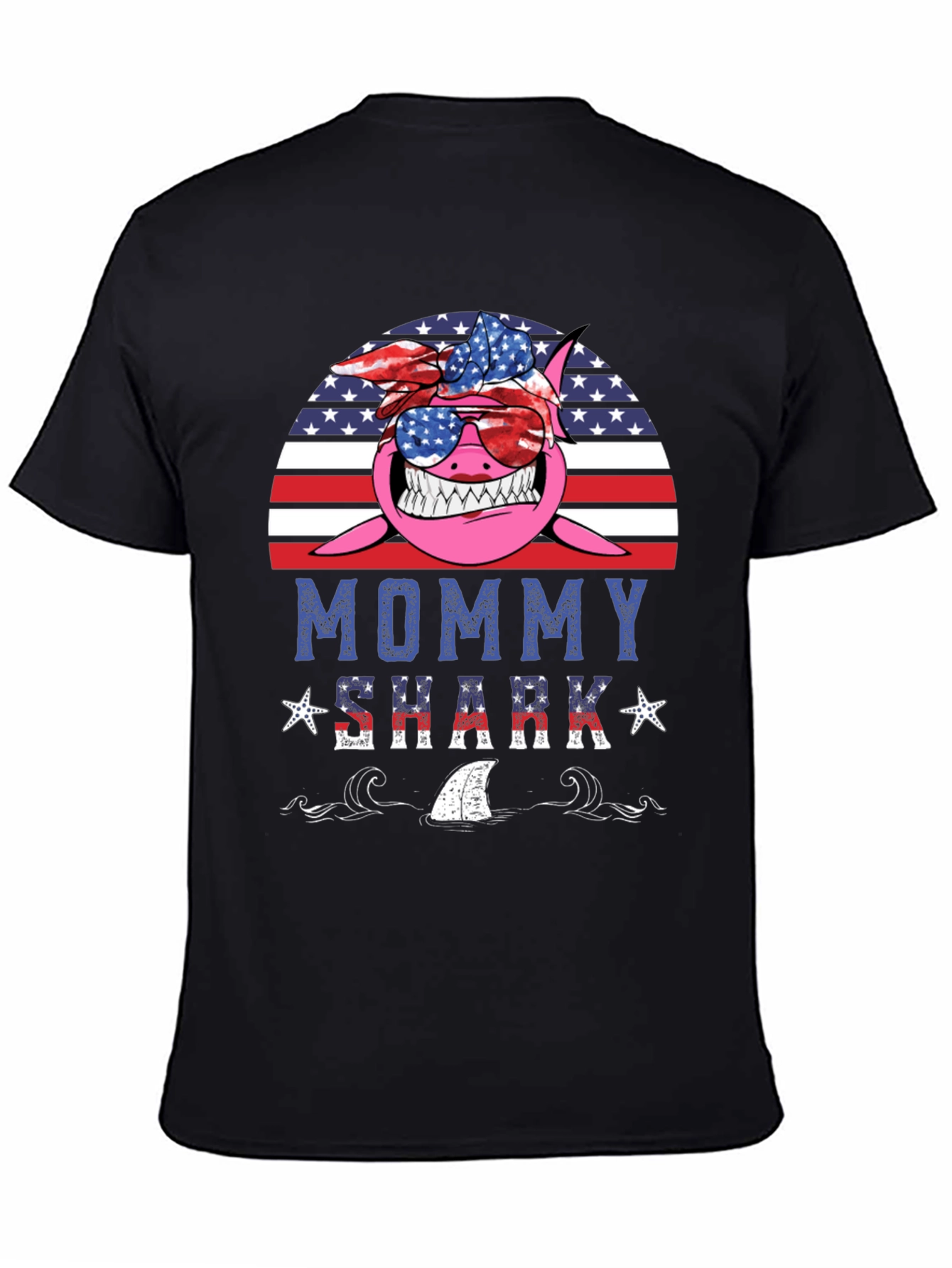 Black Mommy Shark USA Graphic Tee view 4