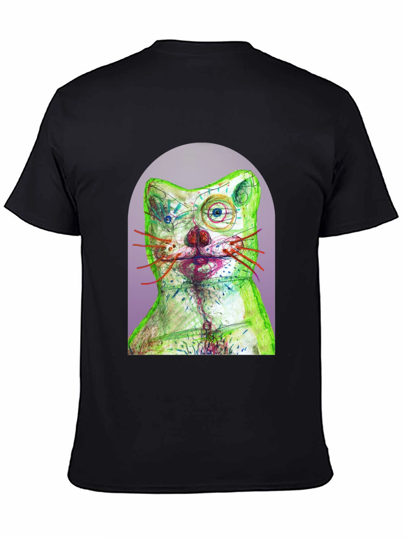 Black Artistic Cat Graphic T-Shirt - Unique Design view 4