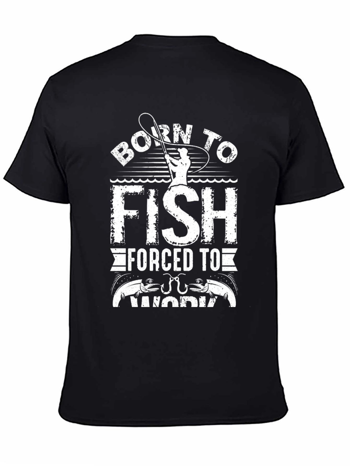 Black Born to Fish T-Shirt - Angler Graphic Tee view 4