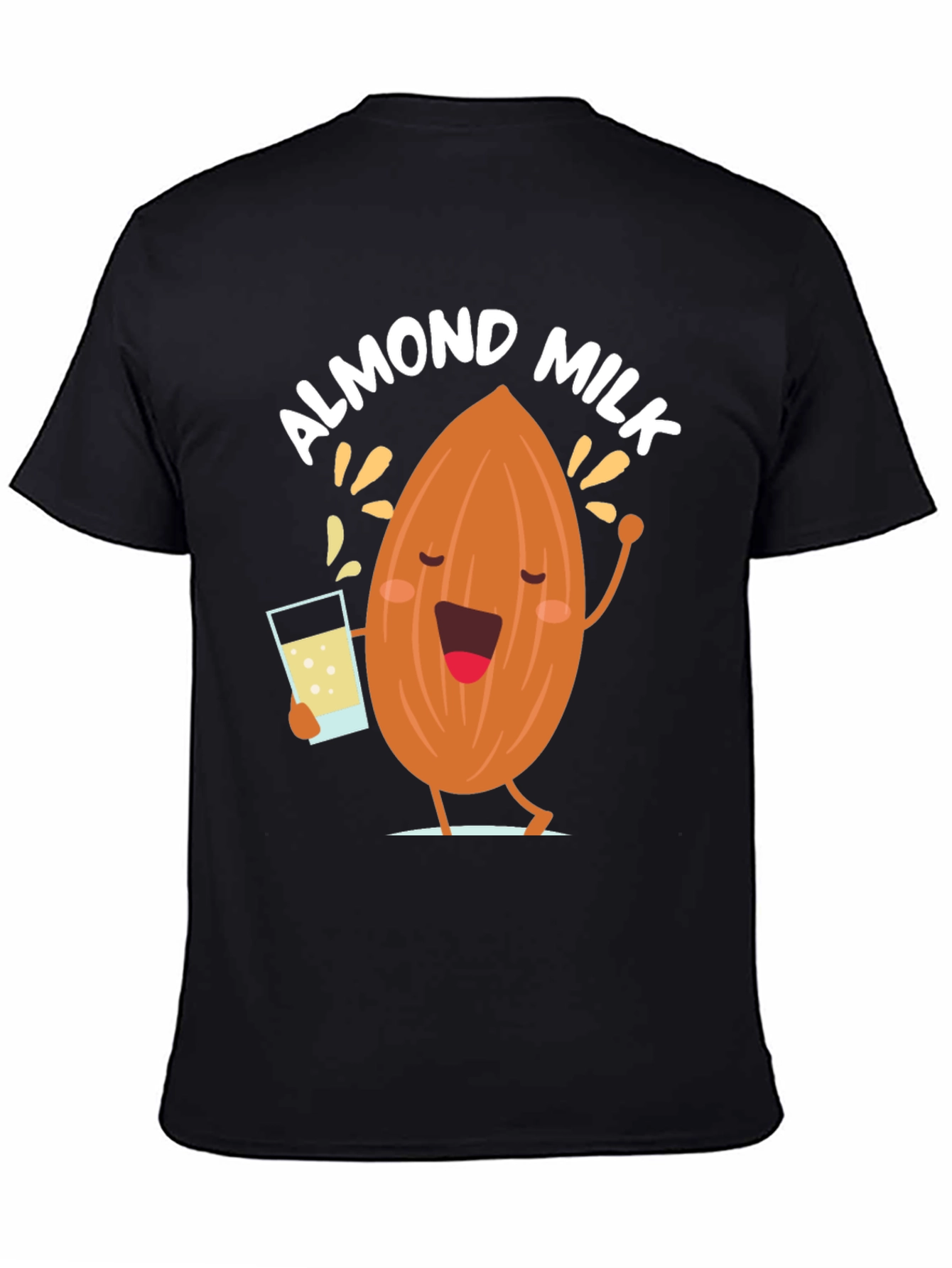 Black Almond Milk Graphic Tee - Funny Cartoon T-Shirt view 4