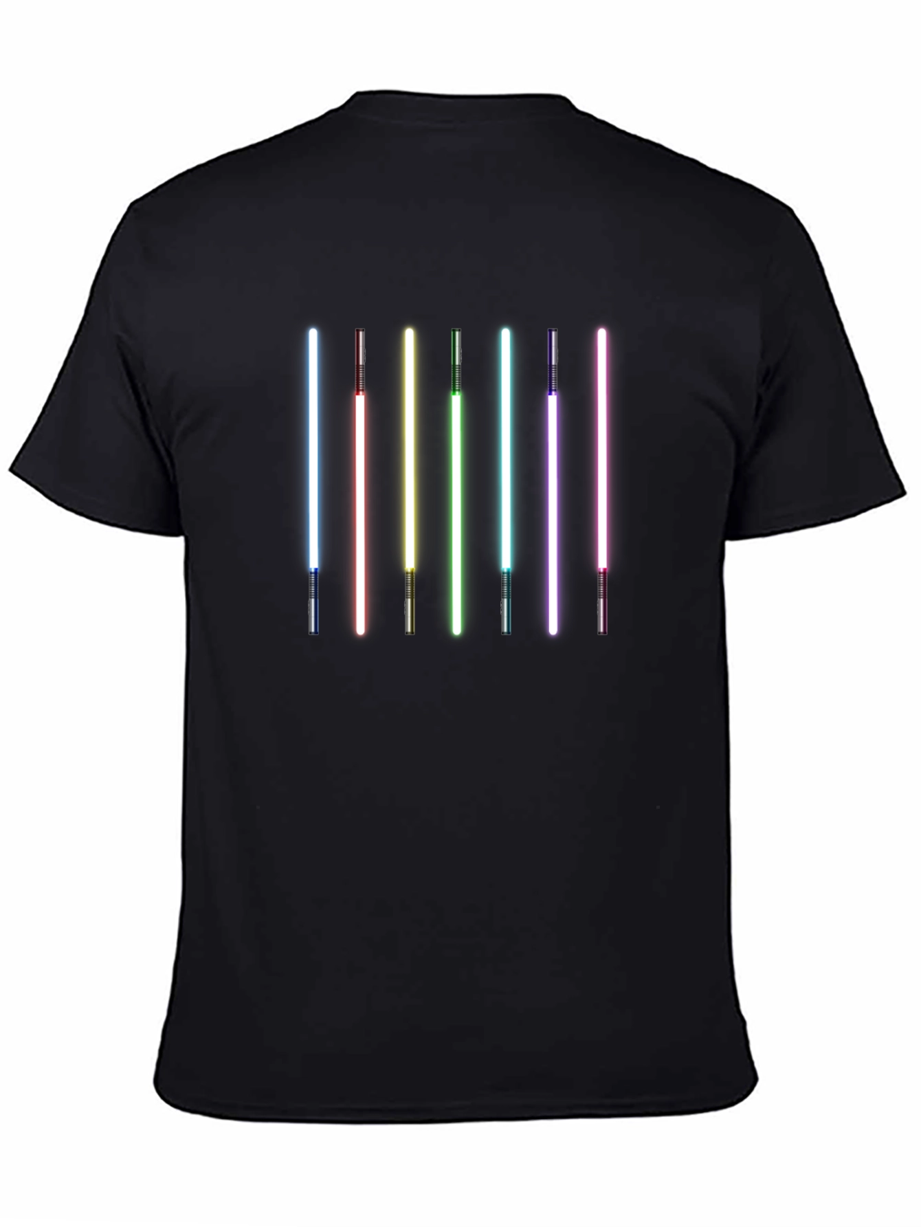Black Rainbow Lightsaber Graphic Black T-Shirt view 4